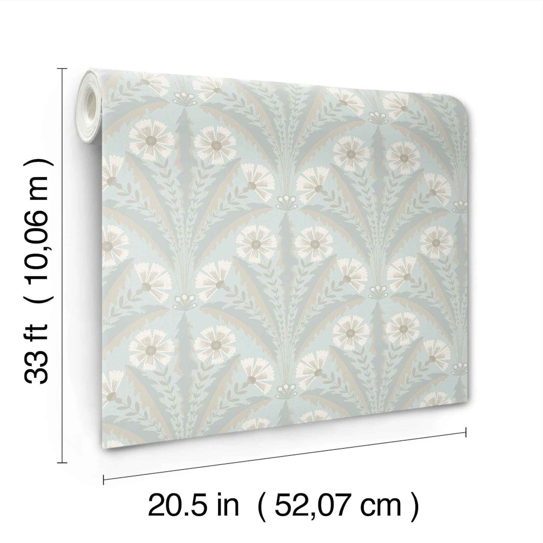 Tap Root Light Blue Floral Damask Wallpaper - York Wallcoverings - 4169-27602 - York Wallcoverings Wallpaper