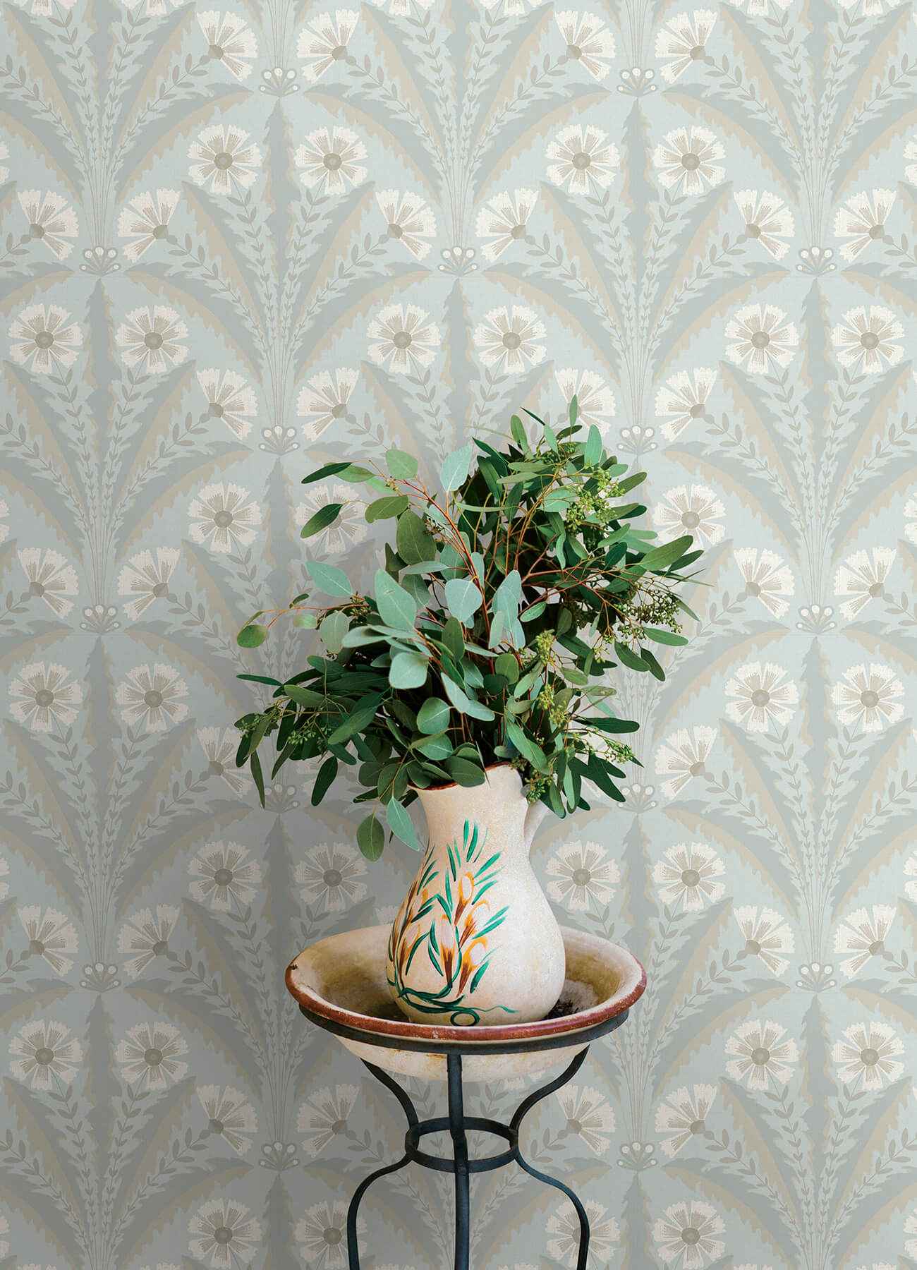 Tap Root Light Blue Floral Damask Wallpaper - York Wallcoverings - 4169-27602 - York Wallcoverings Wallpaper