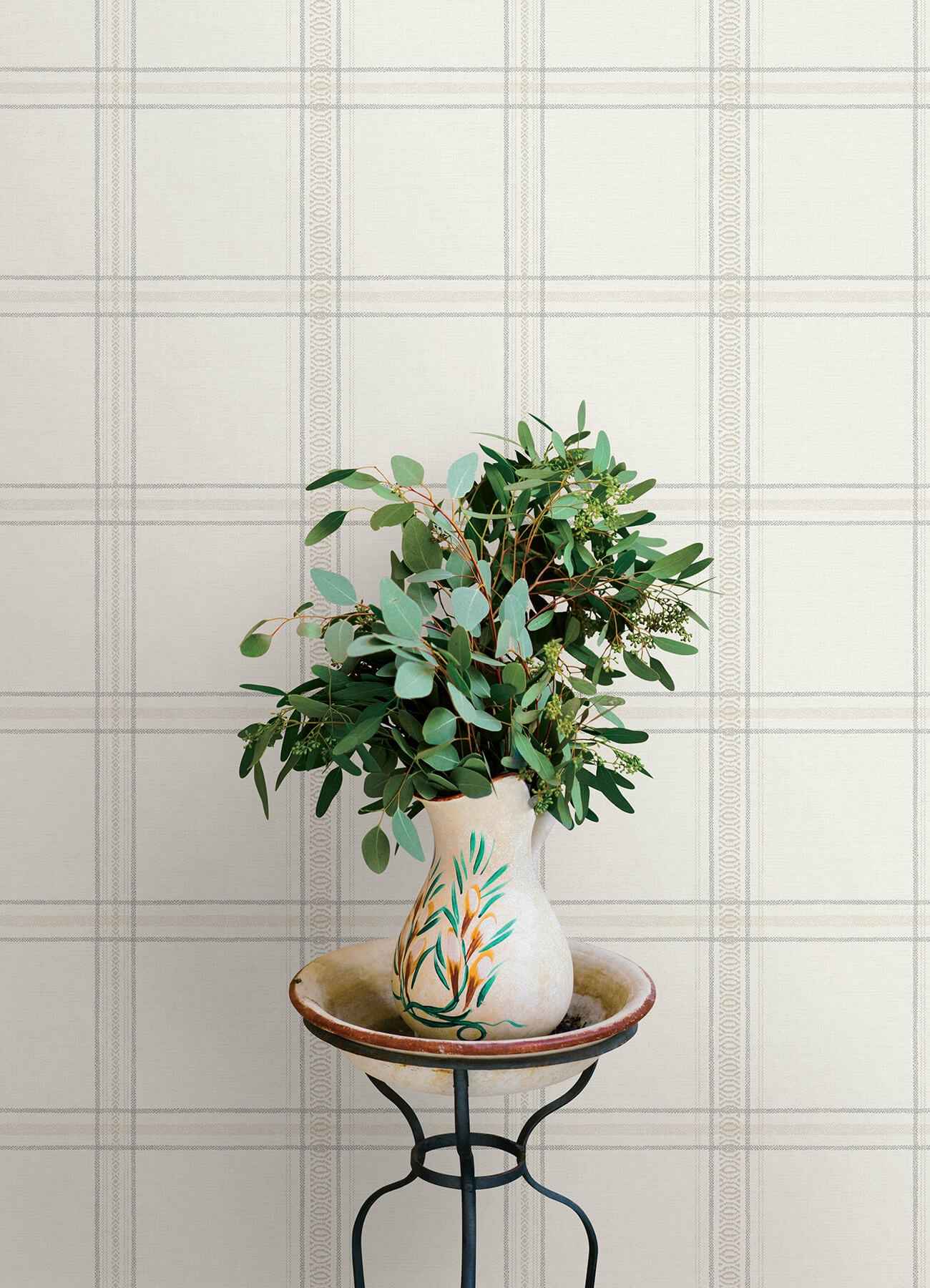 Auberge White Plaid Wallpaper - York Wallcoverings - 4169-27606