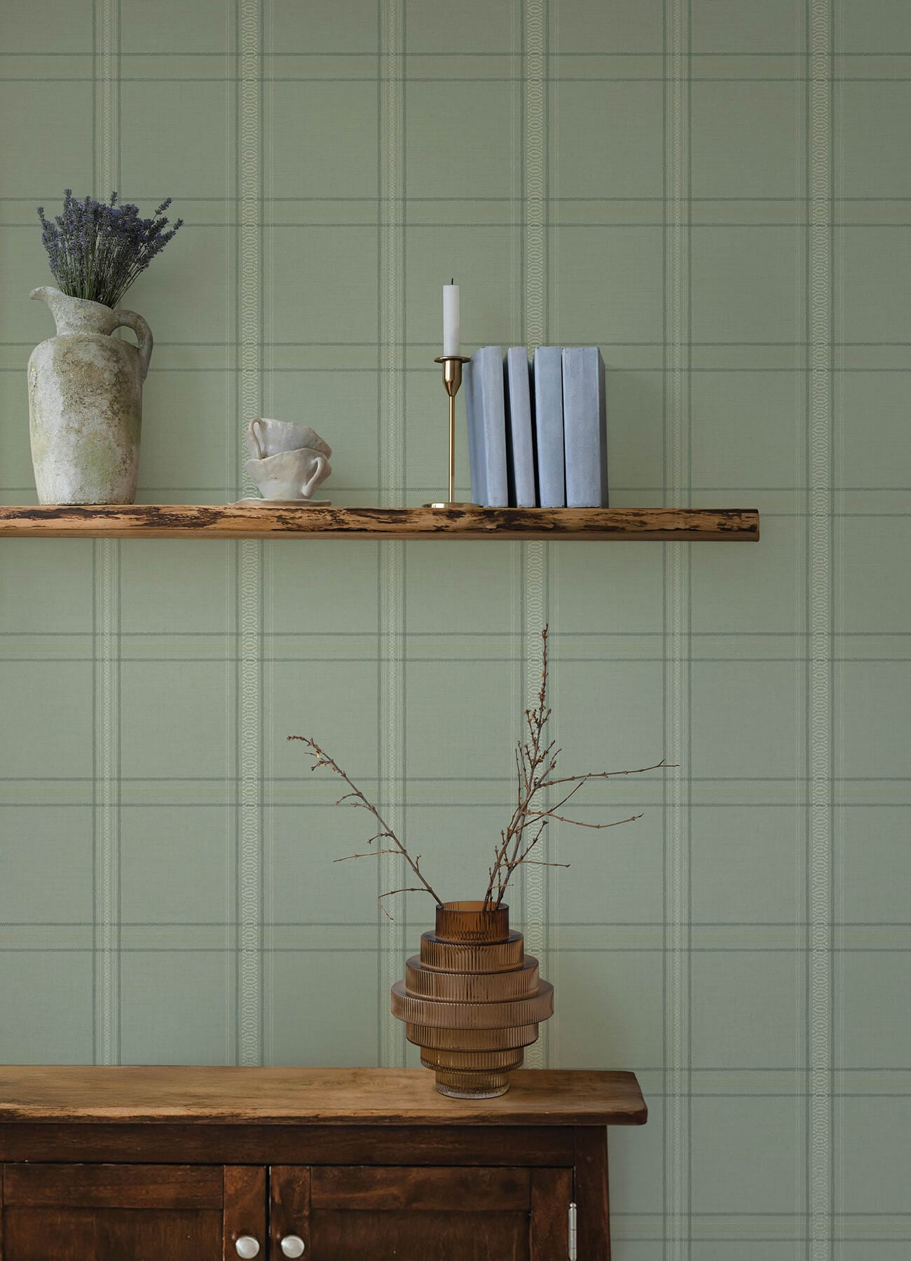 auberge-sage-plaid-wallpaper-york-wallcoverings-4169-27609 - York Wallcoverings Wallpaper