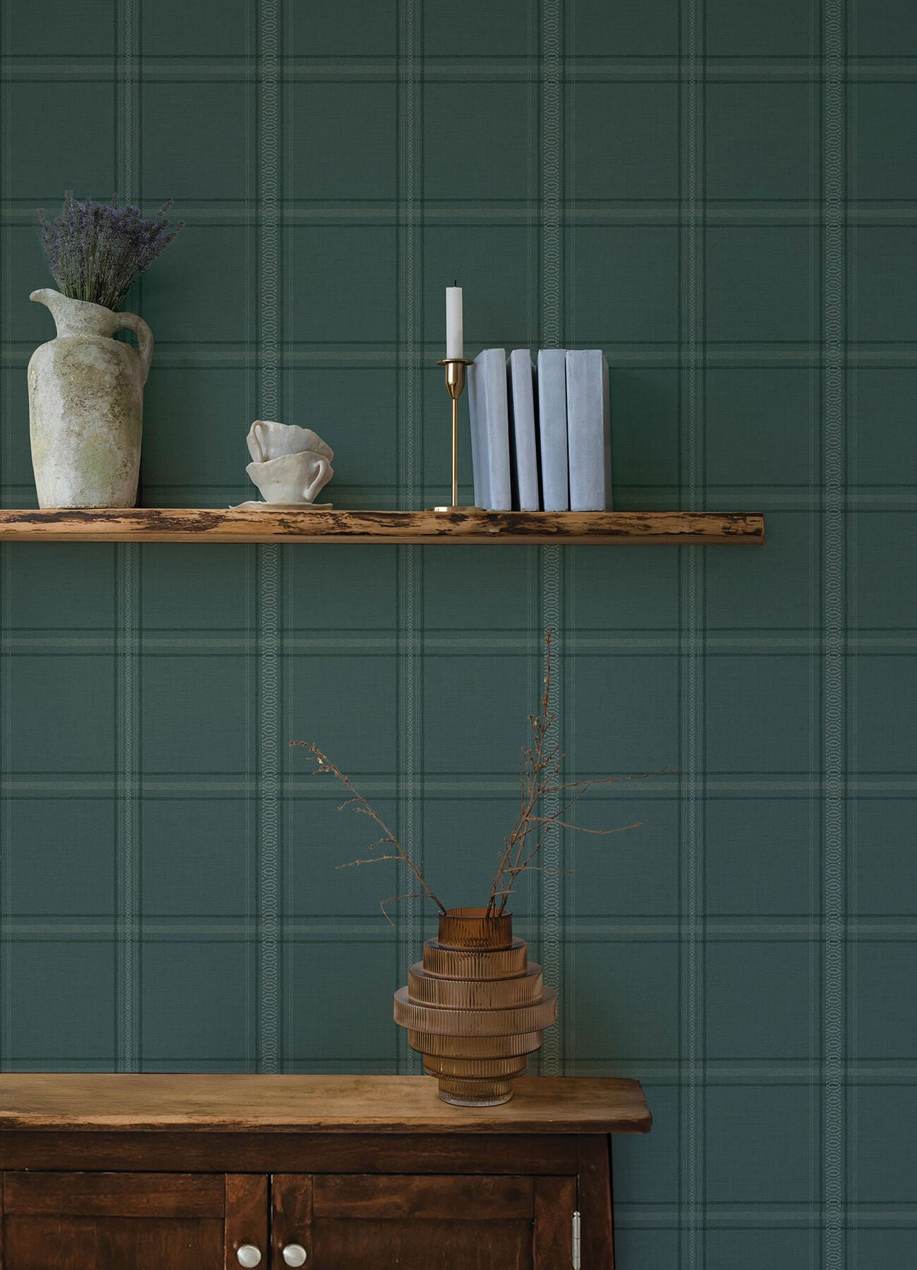 auberge-teal-plaid-wallpaper-york-wallcoverings-4169-27610 - York Wallcoverings Wallpaper
