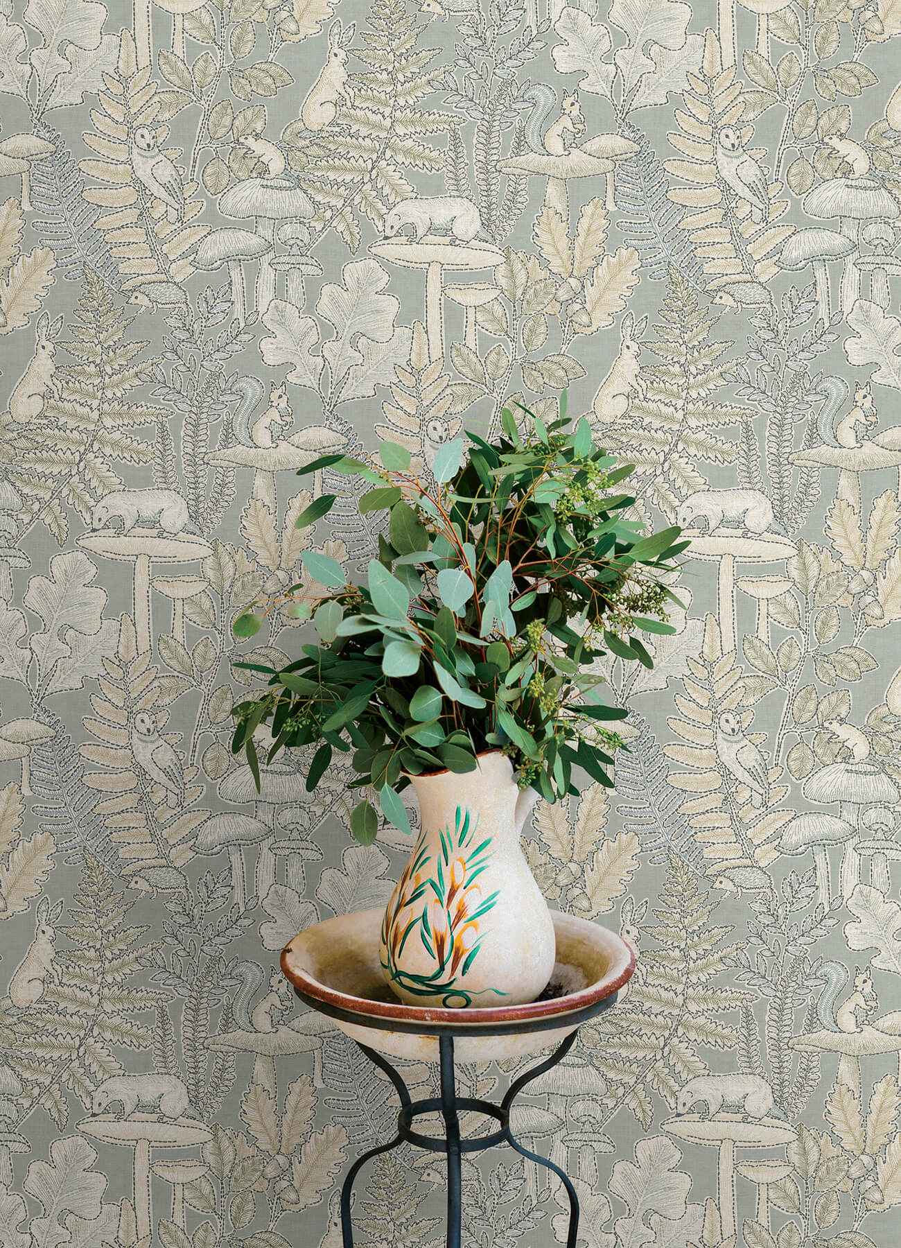 Holt Seafoam Woodland Wallpaper - York Wallcoverings - 4169-83104