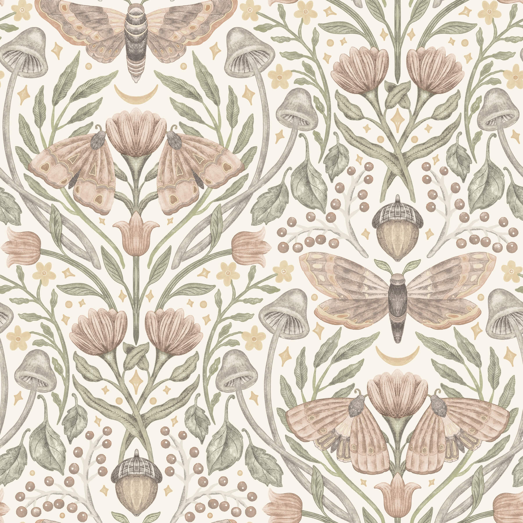 mystic-moth-blush-forest-magic-wallpaper-york-wallcoverings-4169-83119 - York Wallcoverings Wallpaper