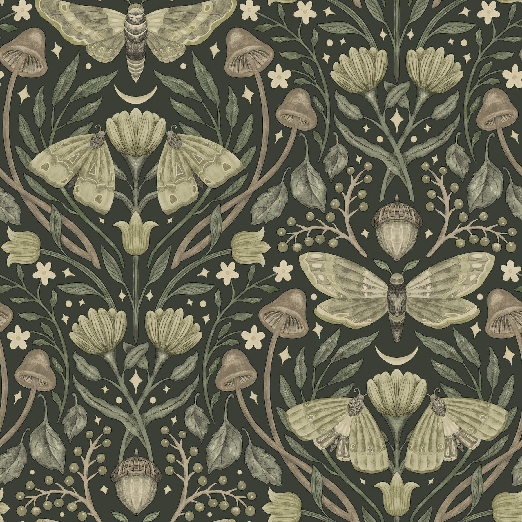 mystic-moth-dark-green-forest-magic-wallpaper-york-wallcoverings-4169-83120 - York Wallcoverings Wallpaper