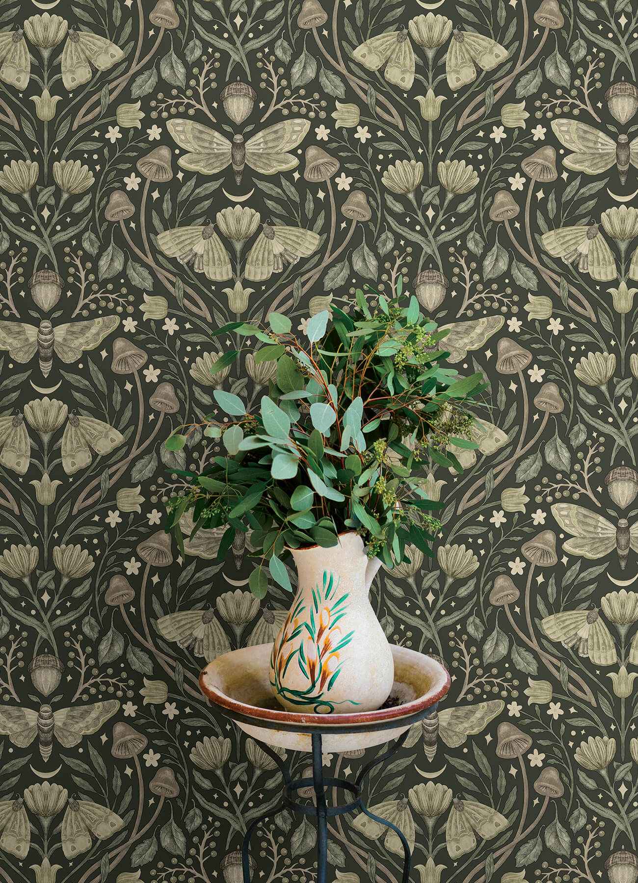 Mystic Moth Dark Green Forest Magic Wallpaper - York Wallcoverings - 4169-83120 - York Wallcoverings Wallpaper