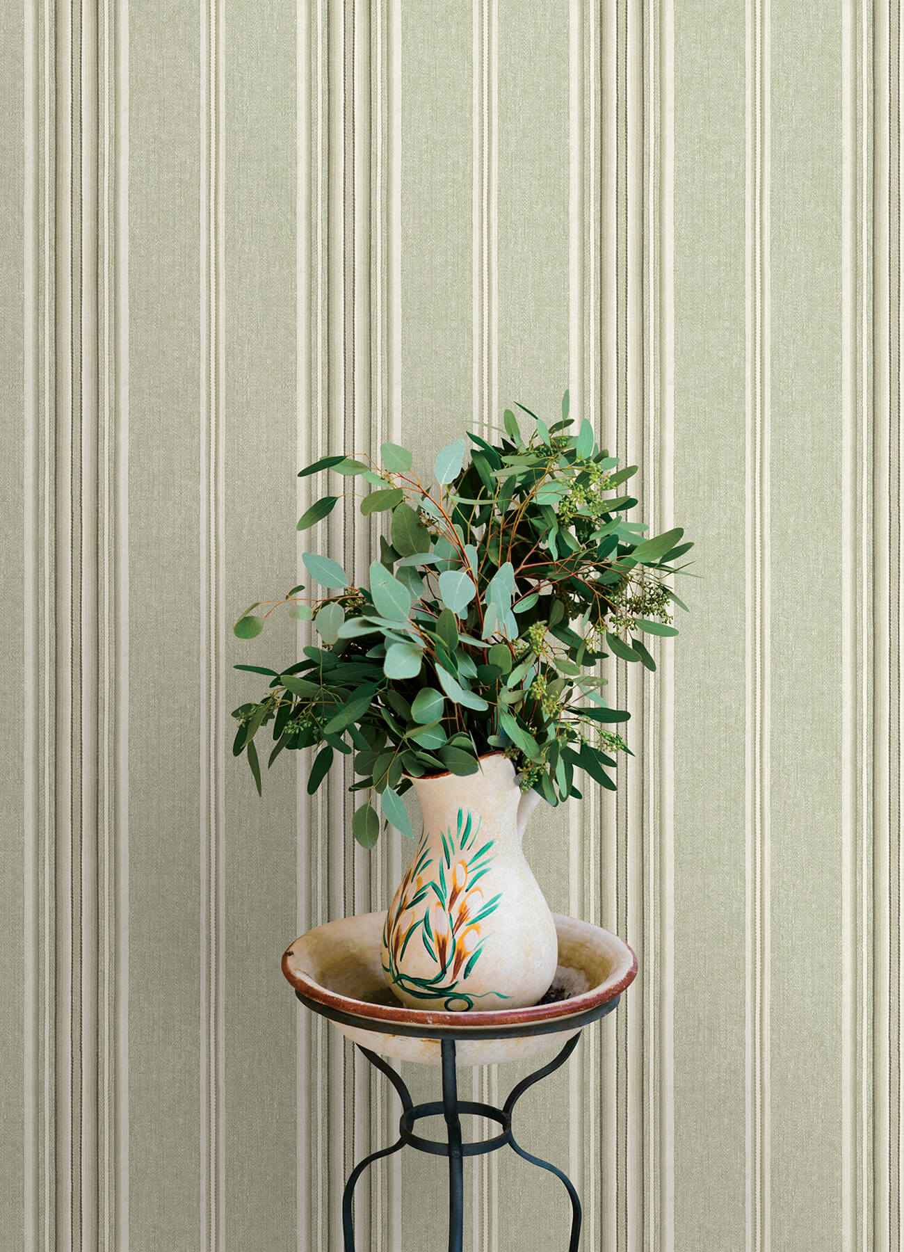 Calvados Moss Linen Stripe Wallpaper - York Wallcoverings - 4169-83121 - York Wallcoverings Wallpaper