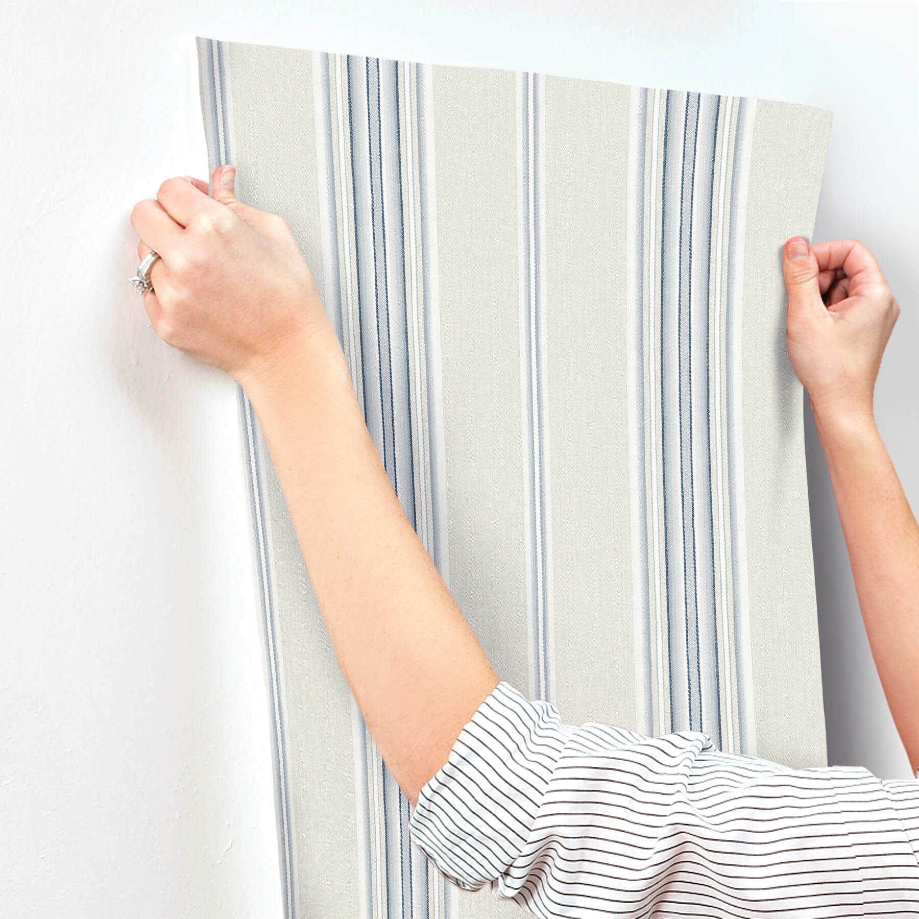 calvados-blue-linen-stripe-wallpaper-york-wallcoverings-4169-83123 - York Wallcoverings Wallpaper