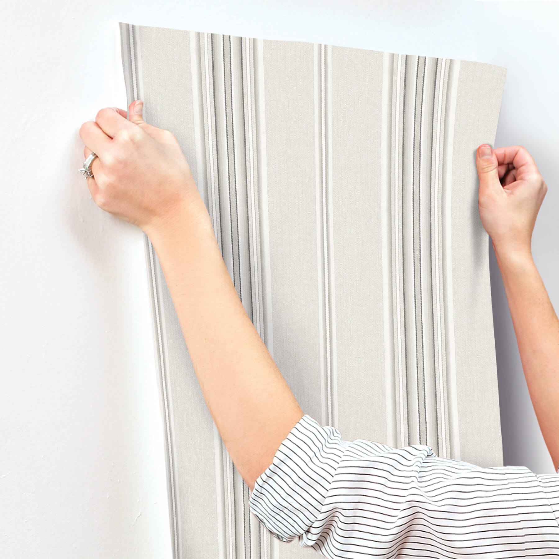 Calvados Grey Linen Stripe Wallpaper - York Wallcoverings - 4169-83124 - York Wallcoverings Wallpaper