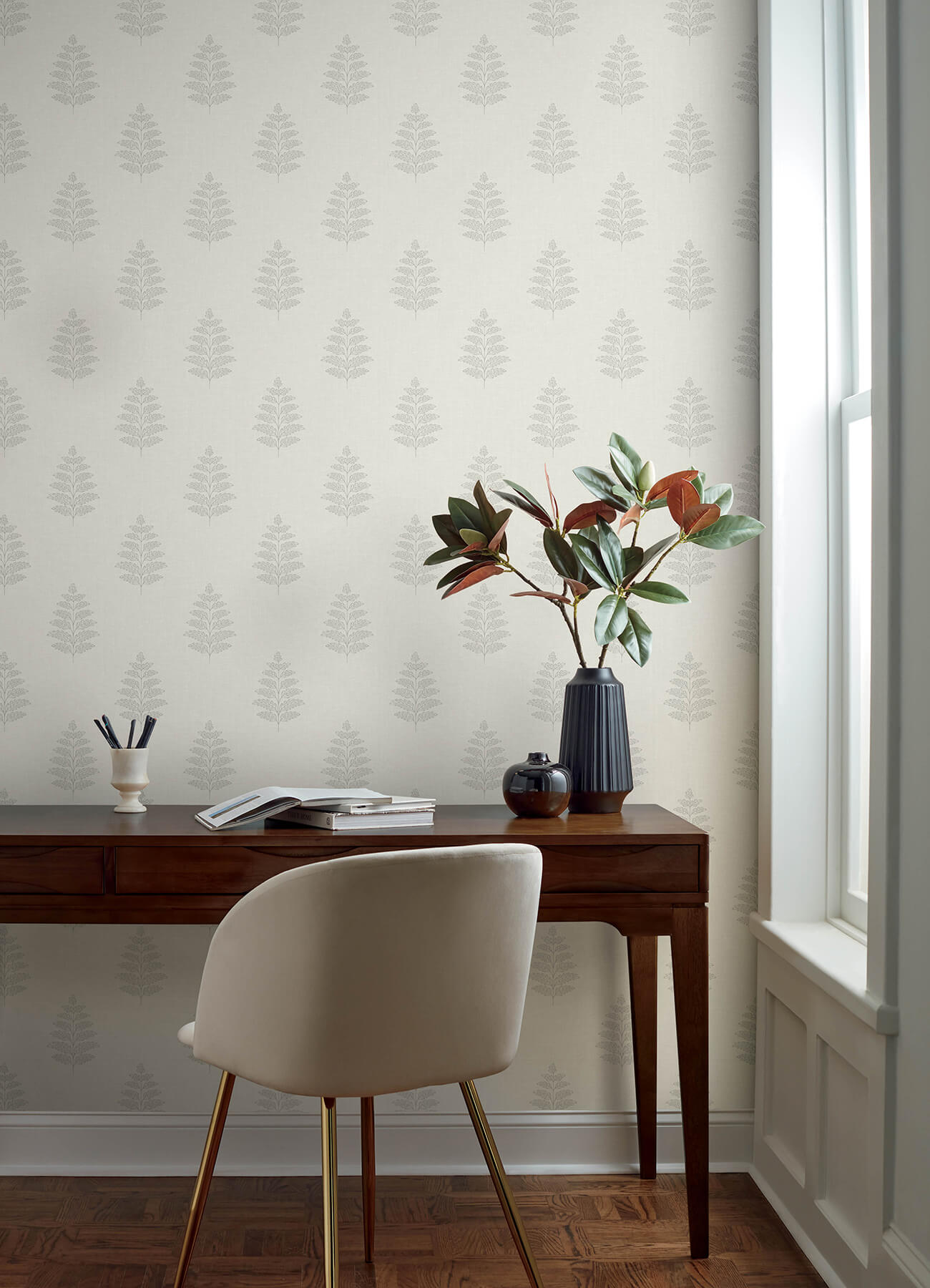 frond-cream-leaf-wallpaper-york-wallcoverings-4169-83125 - York Wallcoverings Wallpaper
