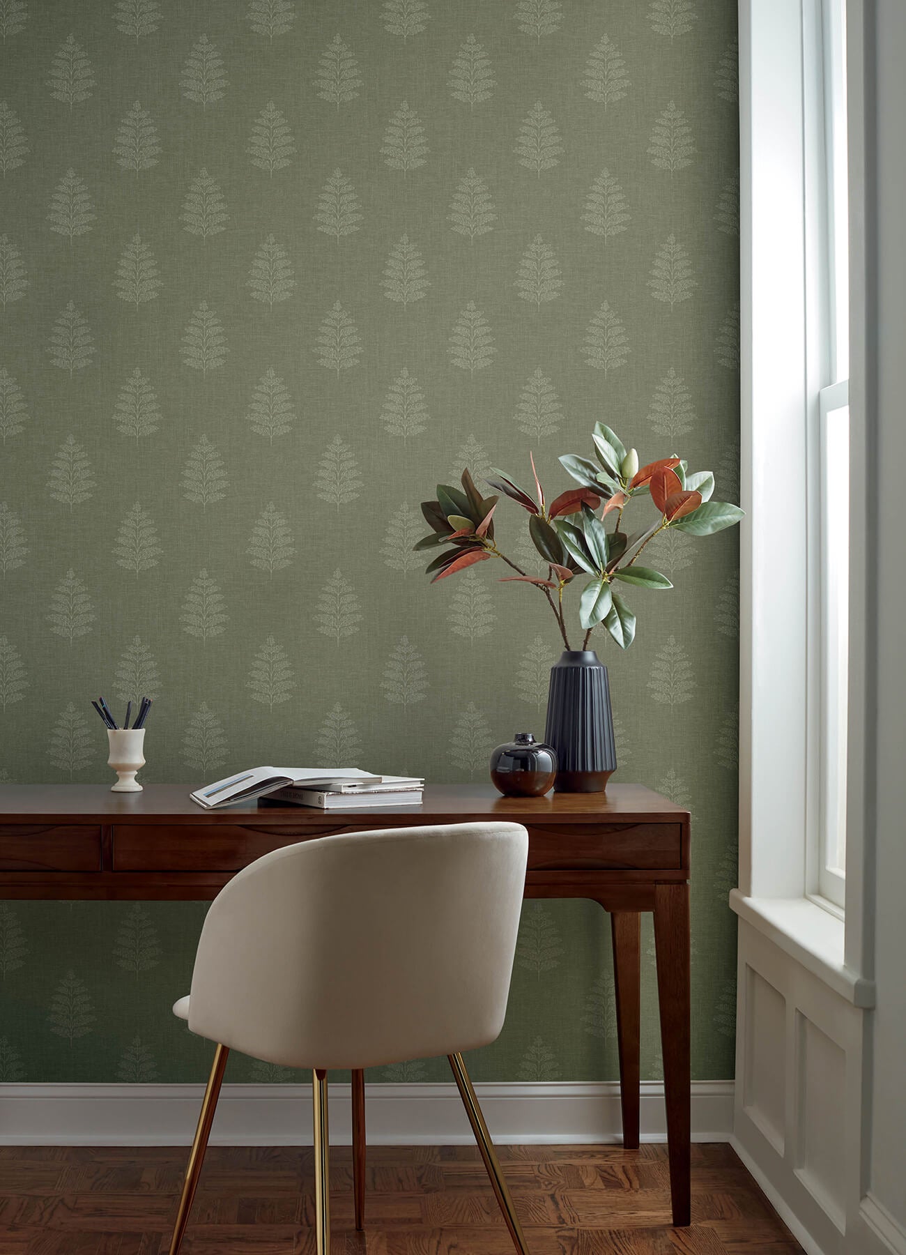 frond-dark-green-leaf-wallpaper-york-wallcoverings-4169-83126 - York Wallcoverings Wallpaper