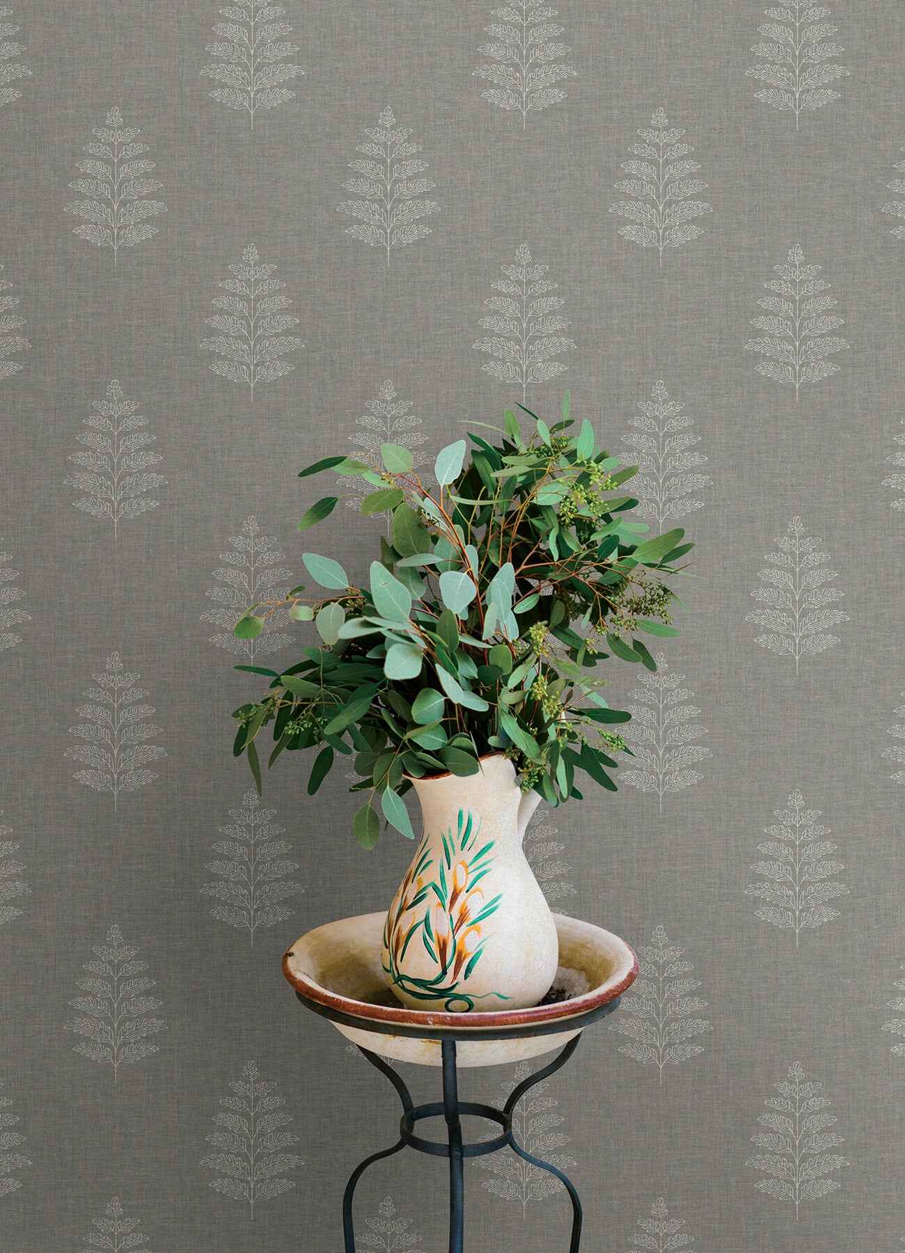 Frond Charcoal Leaf Wallpaper - York Wallcoverings - 4169-83128