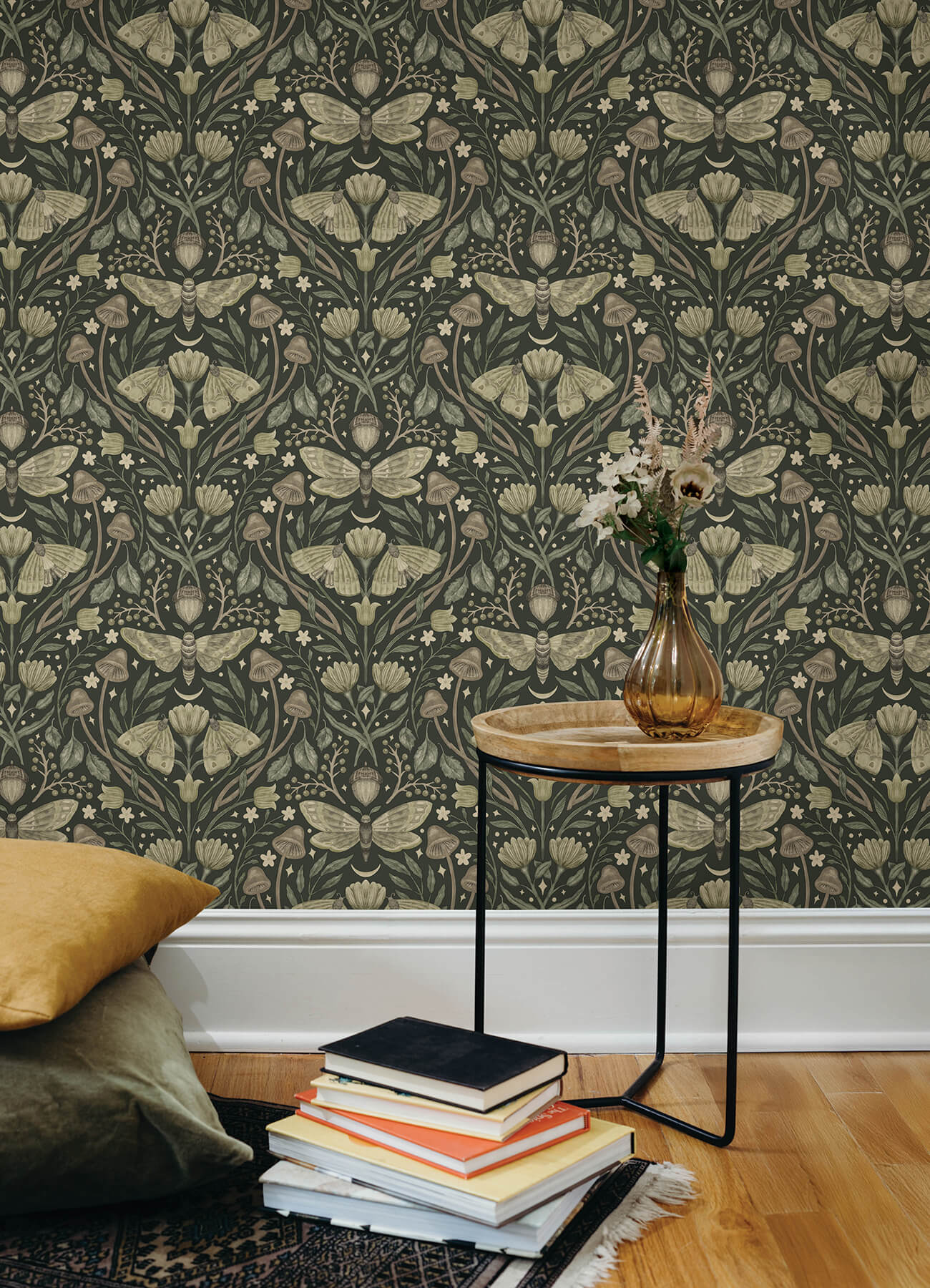 mystic-moth-dark-green-forest-magic-wallpaper-york-wallcoverings-4169-83120 - York Wallcoverings Wallpaper