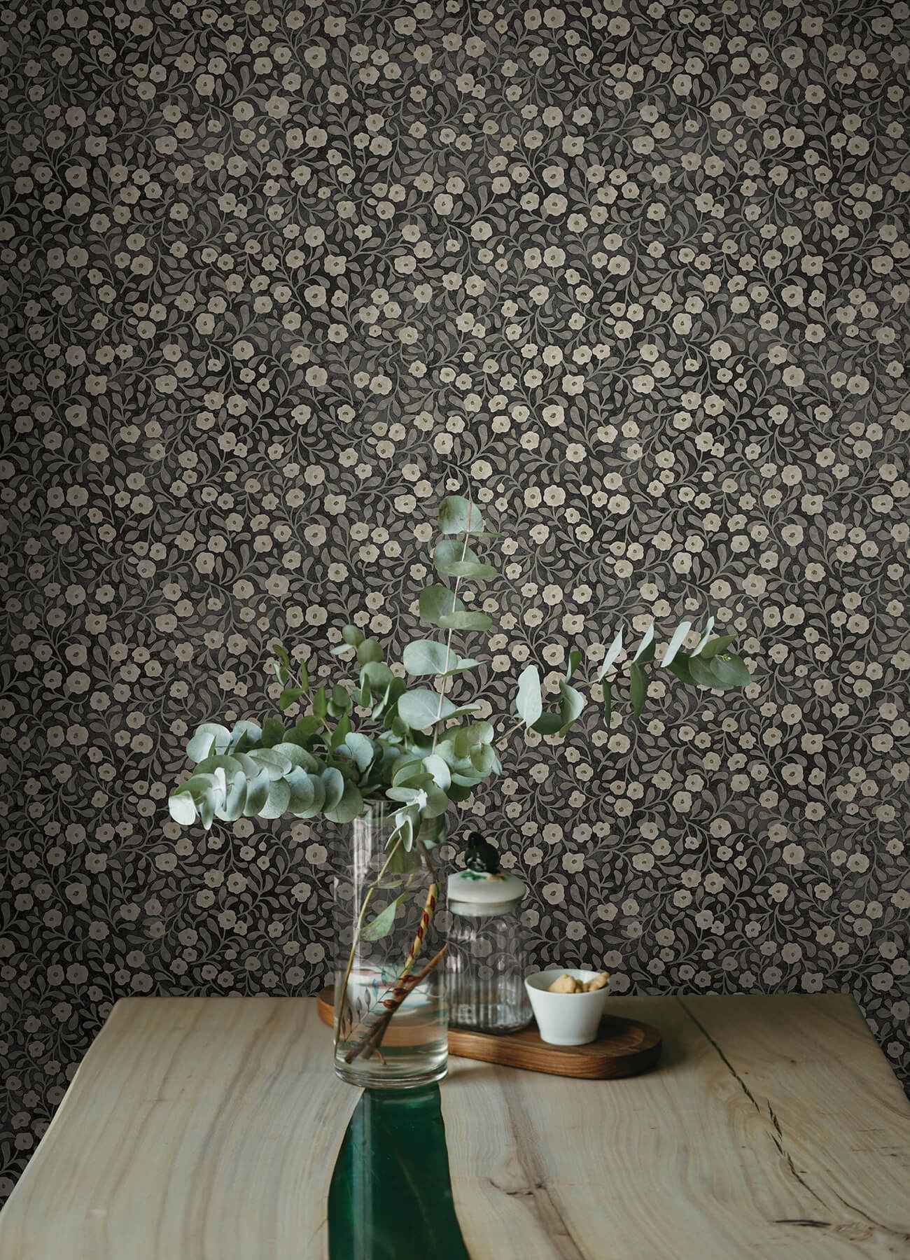 Poppy Trail Black Floral Wallpaper - York Wallcoverings - 4169-83133 - York Wallcoverings Wallpaper