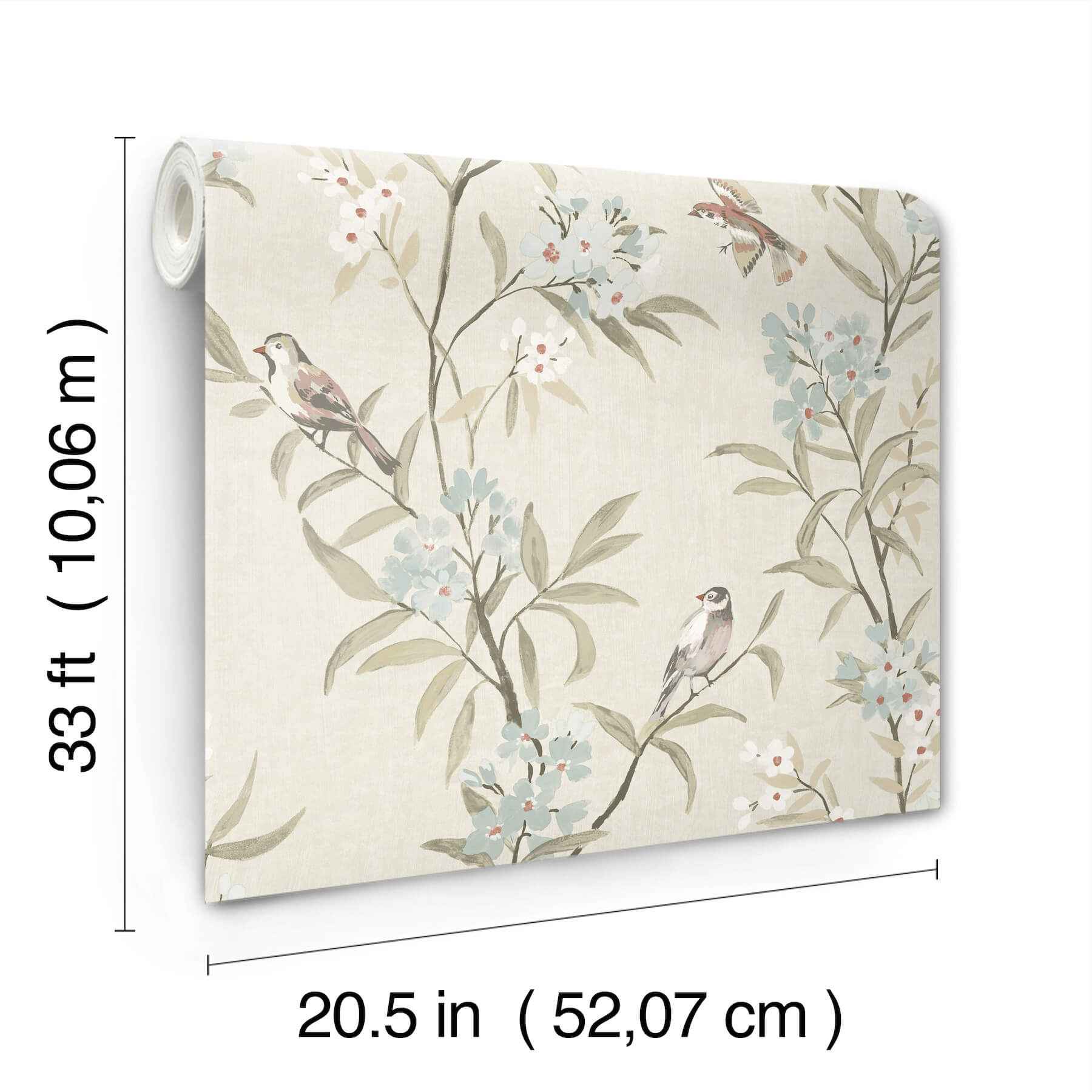 Tea Olive Beige Finch Frolic Wallpaper - York Wallcoverings - 4169-83137 - York Wallcoverings Wallpaper