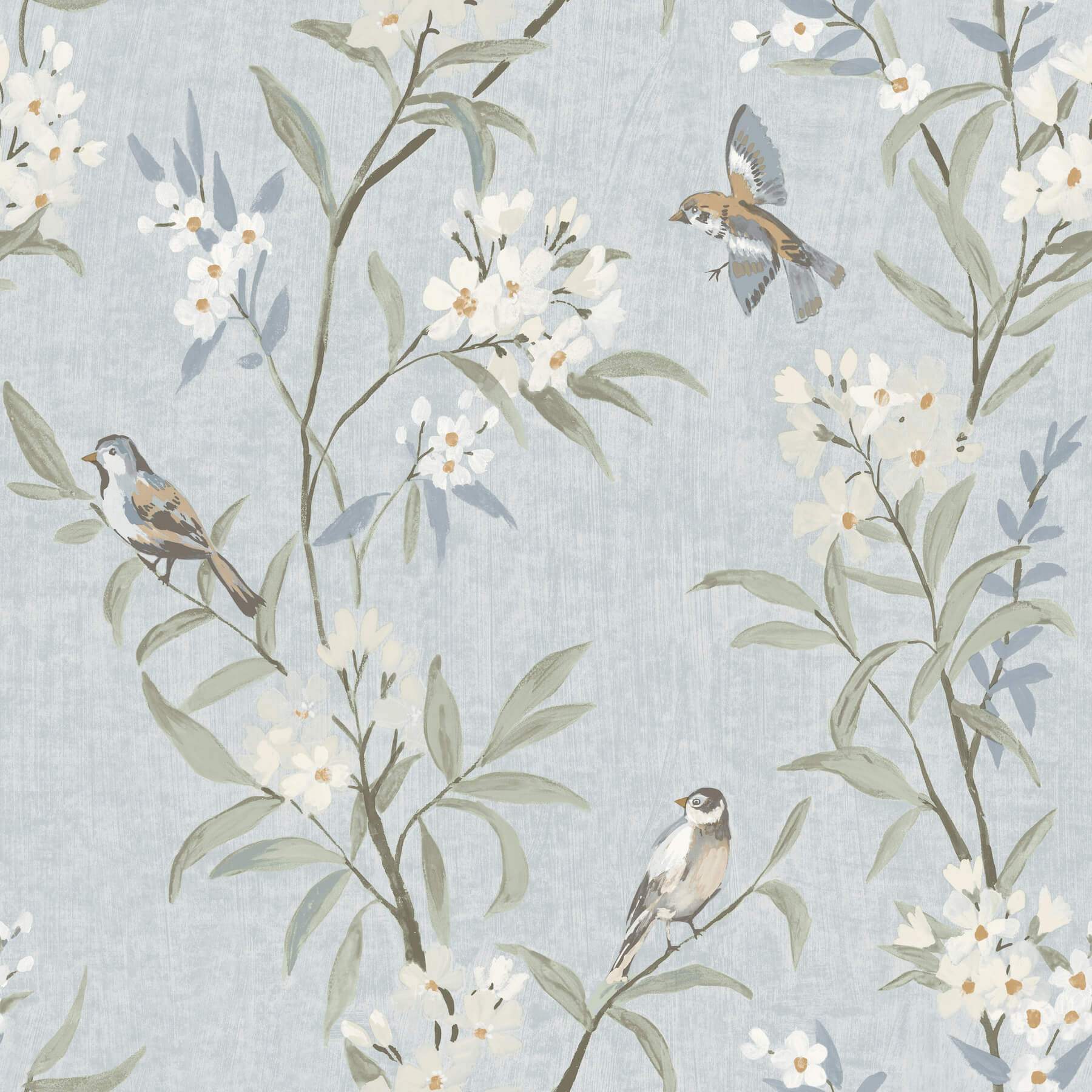 tea-olive-light-blue-finch-frolic-wallpaper-york-wallcoverings-4169-83140 - York Wallcoverings Wallpaper