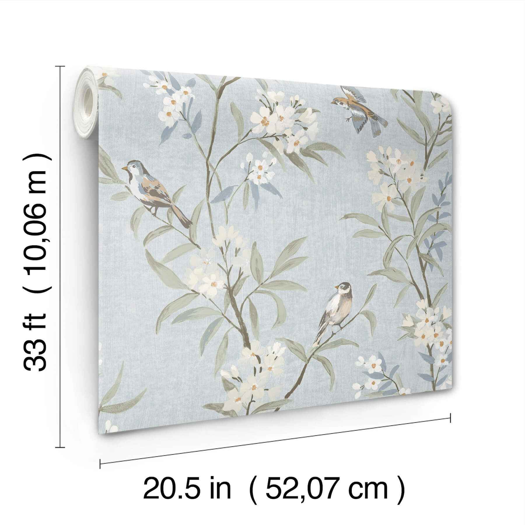 Tea Olive Light Blue Finch Frolic Wallpaper - York Wallcoverings - 4169-83140 - York Wallcoverings Wallpaper