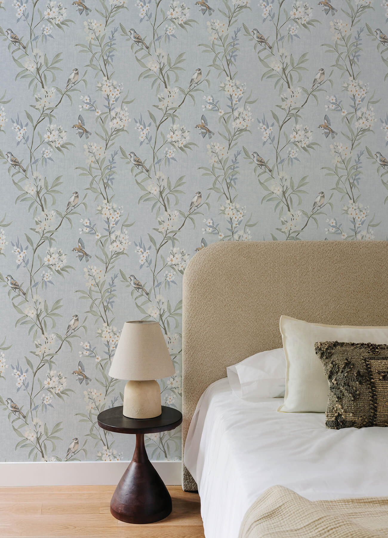 tea-olive-light-blue-finch-frolic-wallpaper-york-wallcoverings-4169-83140 - York Wallcoverings Wallpaper