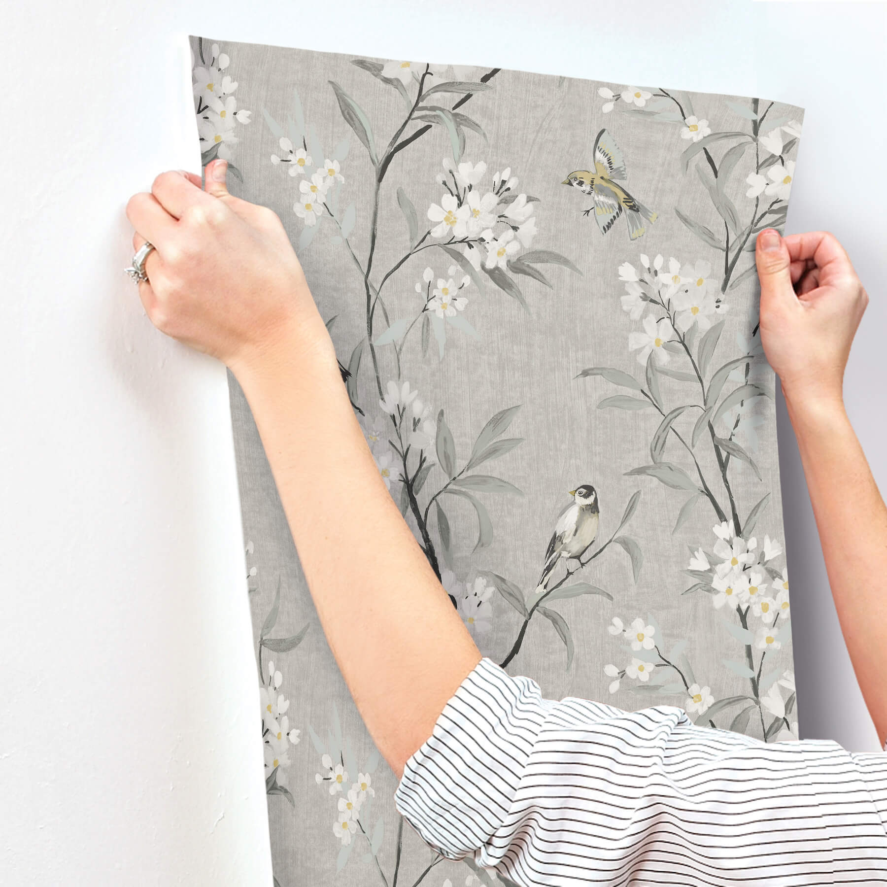 tea-olive-gray-finch-frolic-wallpaper-york-wallcoverings-4169-83141 - York Wallcoverings Wallpaper