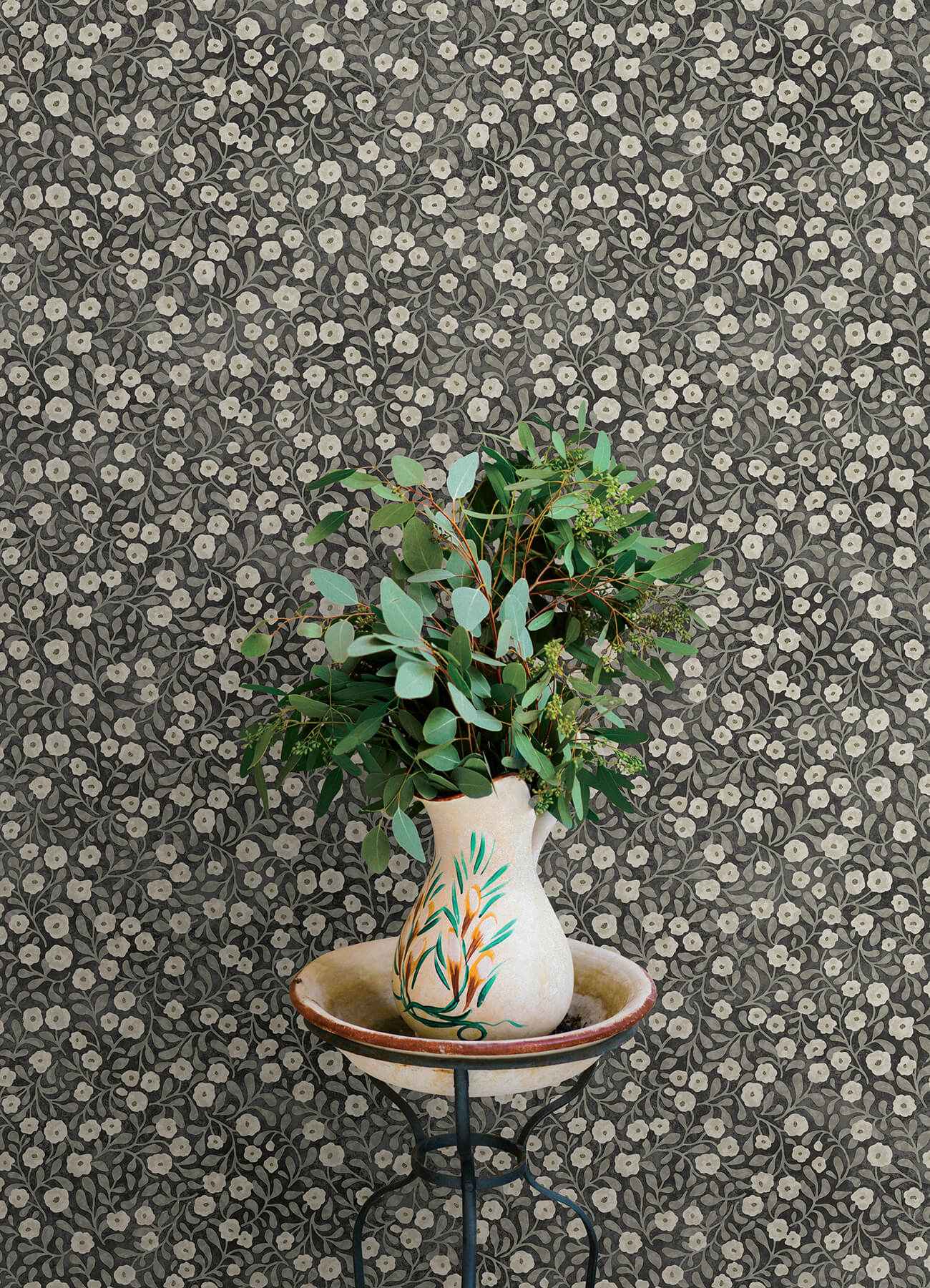 Poppy Trail Black Floral Wallpaper - York Wallcoverings - 4169-83133 - York Wallcoverings Wallpaper