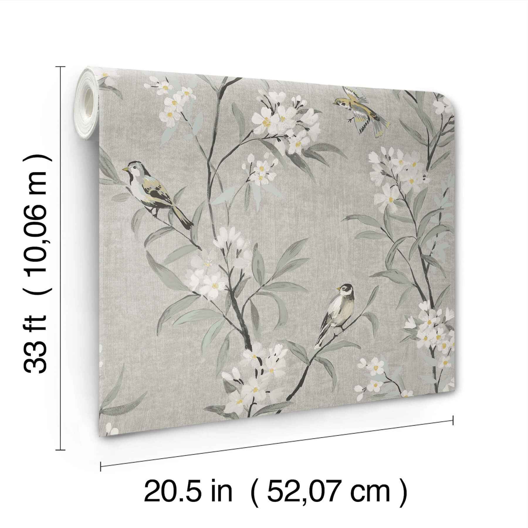 Tea Olive Gray Finch Frolic Wallpaper - York Wallcoverings - 4169-83141 - York Wallcoverings Wallpaper
