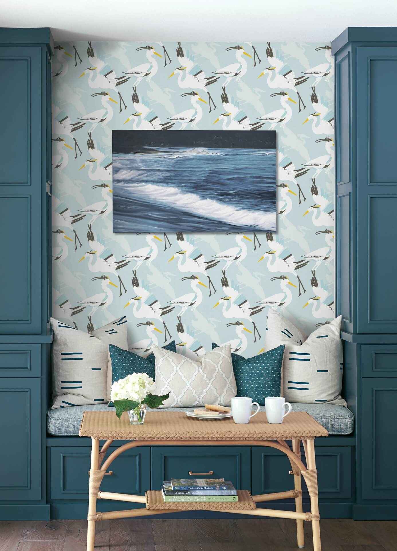 Coastal Wings Blue Peel and Stick Wallpaper - York Wallcoverings - NUS6501 - York Wallcoverings Wallpaper