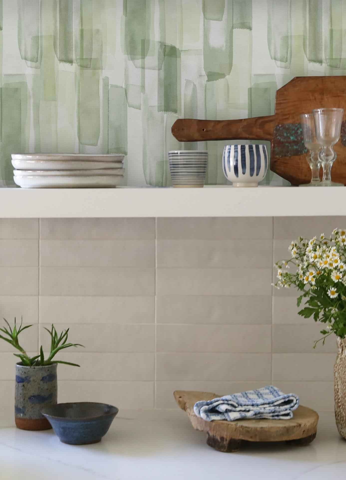 Mr Kate Watercolor Glass Olive Green Peel and Stick Wallpaper - York Wallcoverings - RMWS1313 - York Wallcoverings Wallpaper