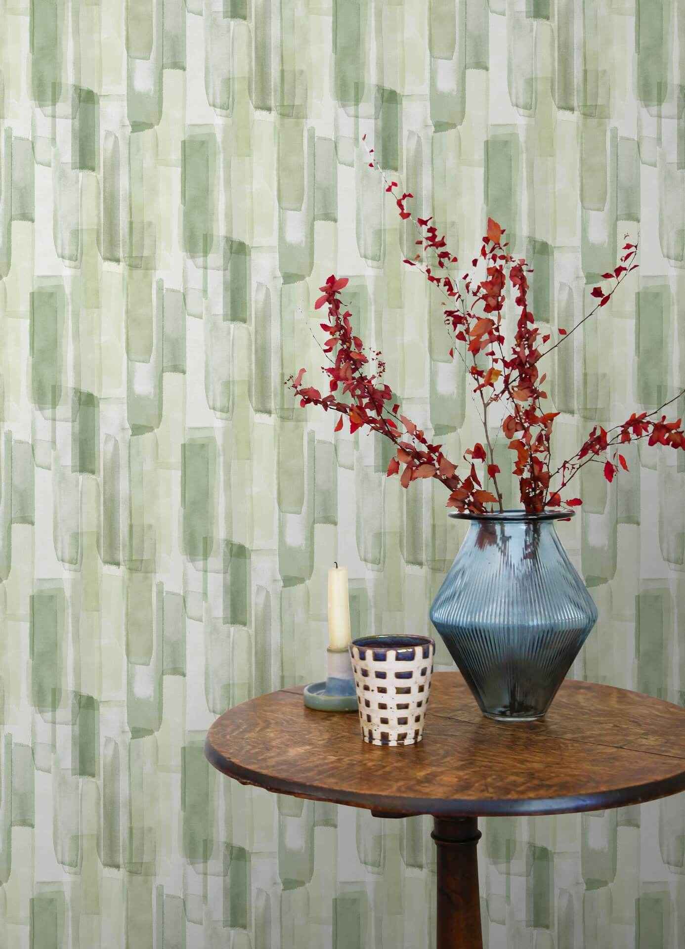Mr Kate Watercolor Glass Olive Green Peel and Stick Wallpaper - York Wallcoverings - RMWS1313 - York Wallcoverings Wallpaper