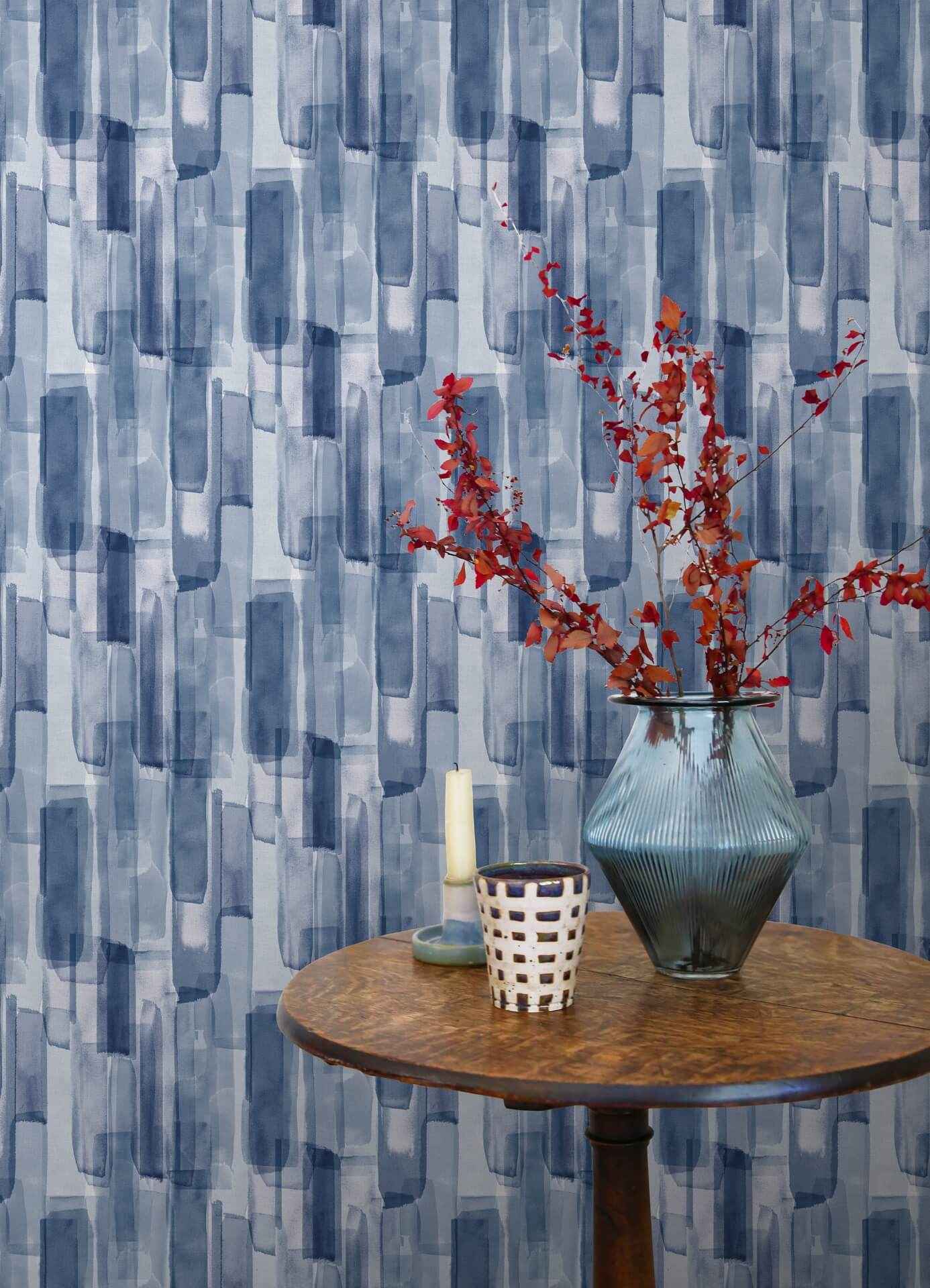 Mr Kate Watercolor Glass Dark Blue Peel and Stick Wallpaper - York Wallcoverings - RMWS1314 - York Wallcoverings Wallpaper