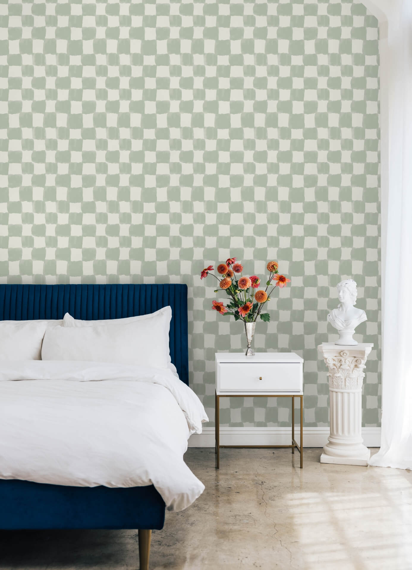 mr-kate-tess-watercolor-checker-sage-green-peel-and-stick-wallpaper-york-wallcoverings-rmws1316 - York Wallcoverings Wallpaper