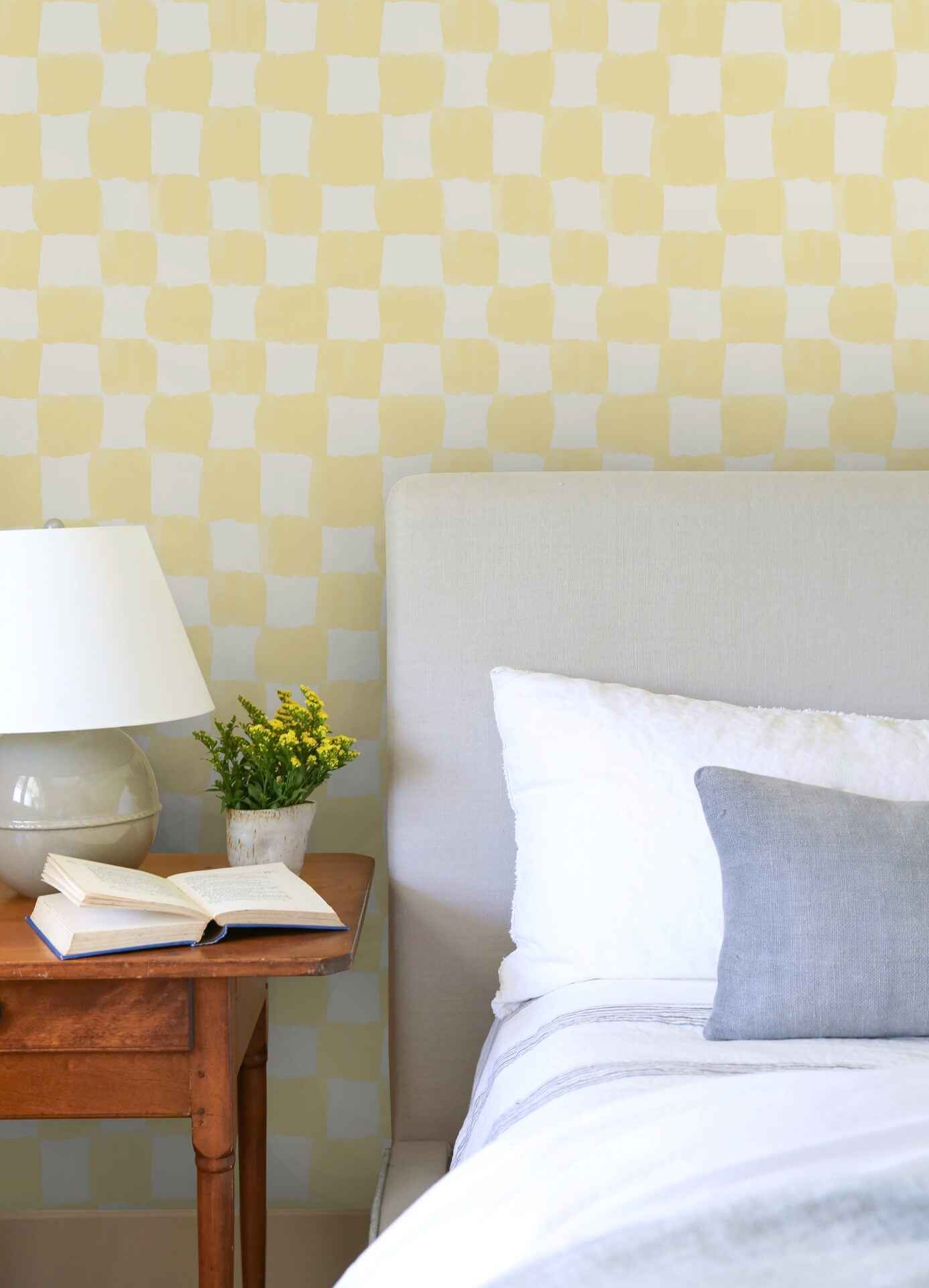 Mr Kate Tess Watercolor Checker Pale Yellow Peel and Stick Wallpaper - York Wallcoverings - RMWS1317 - York Wallcoverings Wallpaper