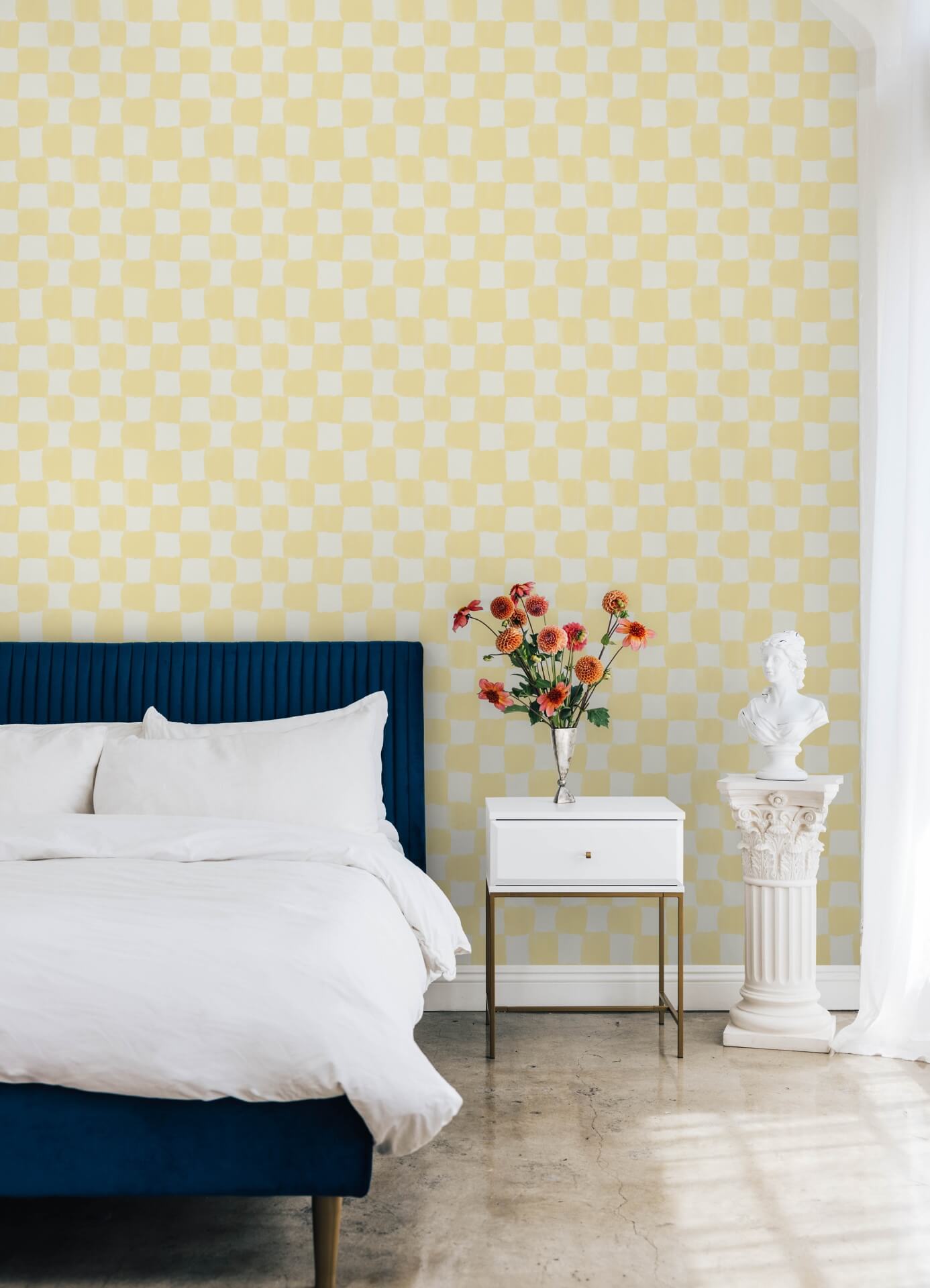 mr-kate-tess-watercolor-checker-pale-yellow-peel-and-stick-wallpaper-york-wallcoverings-rmws1317 - York Wallcoverings Wallpaper