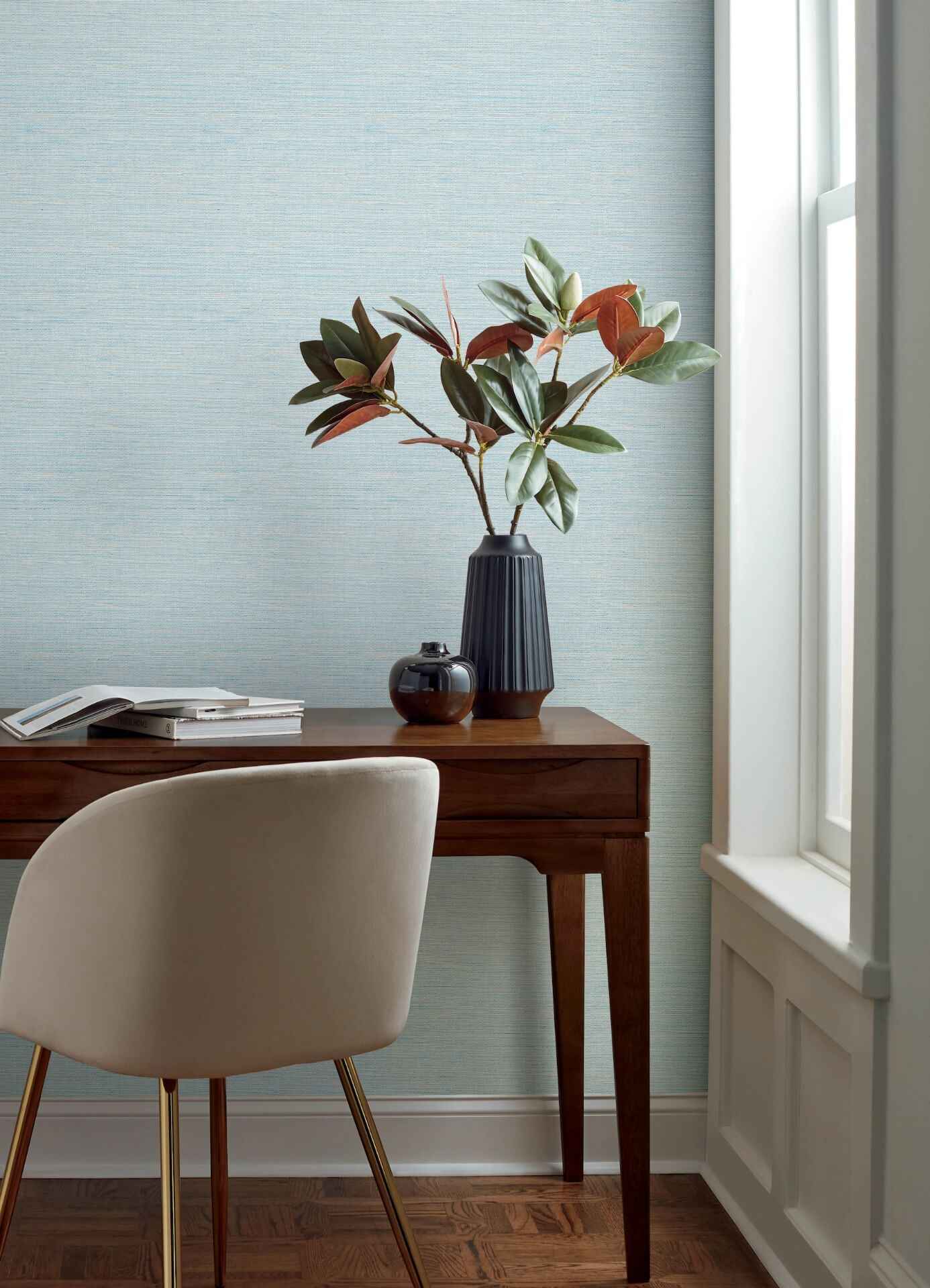 Agave Sky Blue Faux Grasscloth Wallpaper - York Wallcoverings - 4169-24283