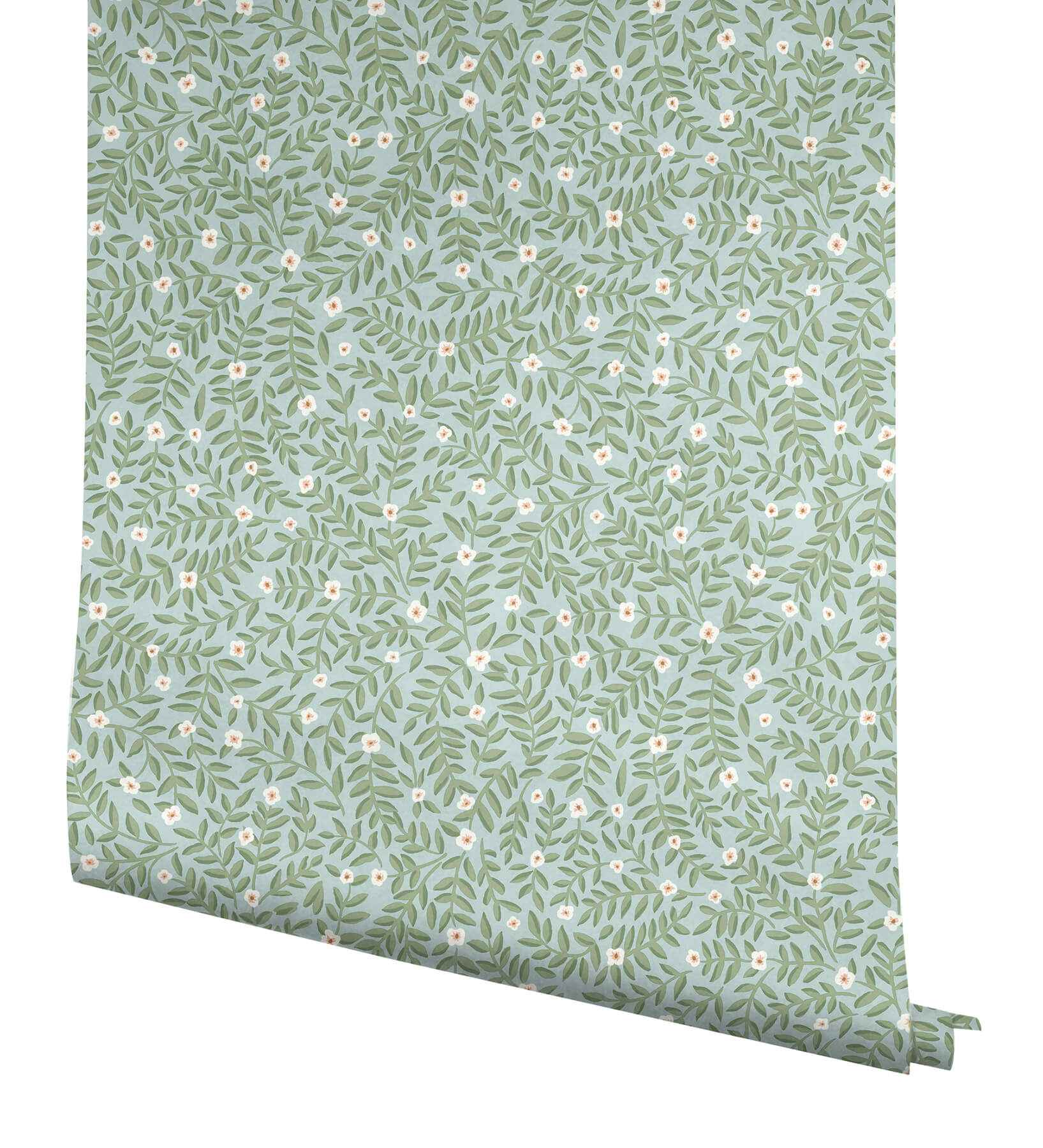 Elodie Light Blue Petite Floral Premium Peel + Stick Wallpaper - York Wallcoverings - PSW1672RL