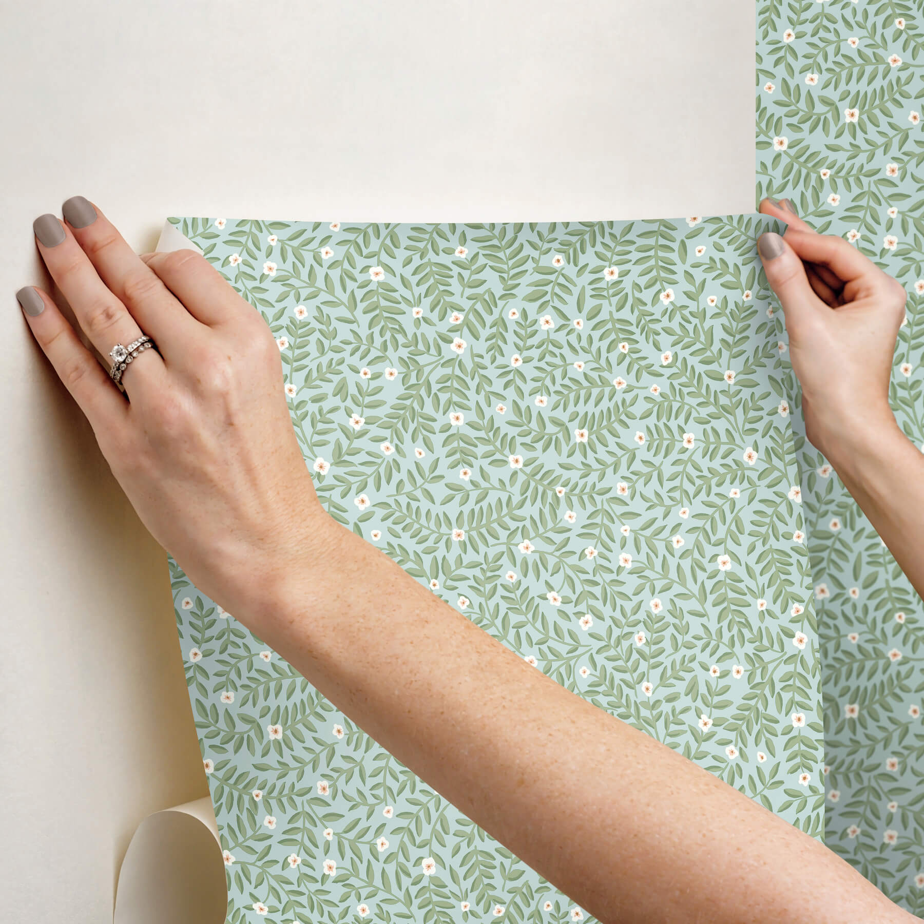 elodie-light-blue-petite-floral-premium-peel-stick-wallpaper-york-wallcoverings-psw1672rl - York Wallcoverings Wallpaper