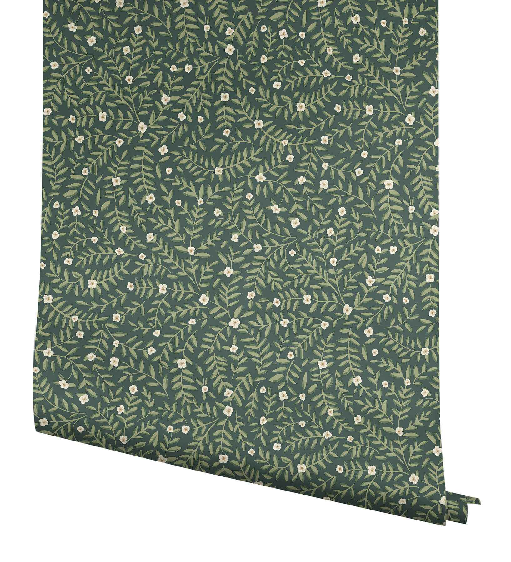 Elodie Evergreen Petite Floral Premium Peel + Stick Wallpaper - York Wallcoverings - PSW1674RL - York Wallcoverings Wallpaper
