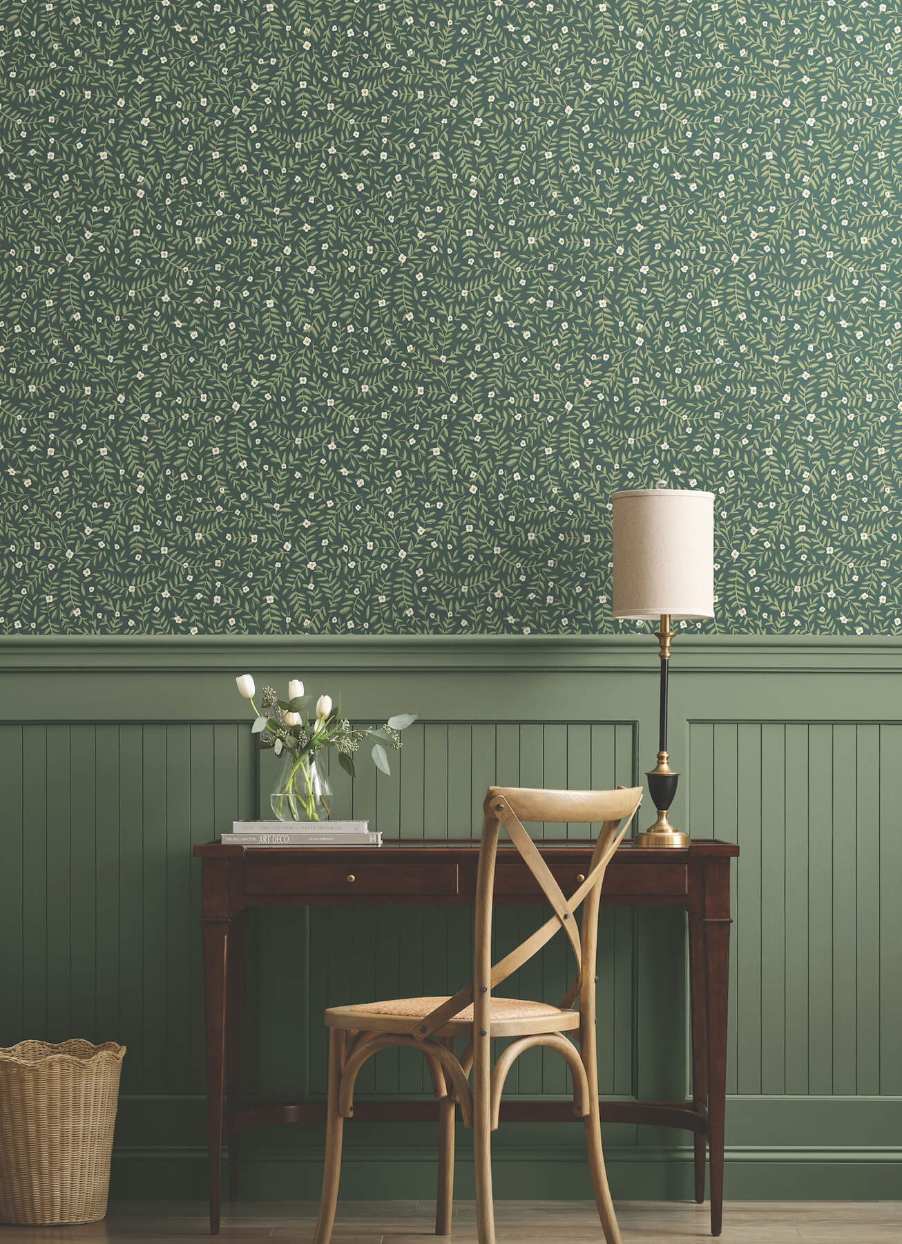 elodie-evergreen-petite-floral-premium-peel-stick-wallpaper-york-wallcoverings-psw1674rl - York Wallcoverings Wallpaper