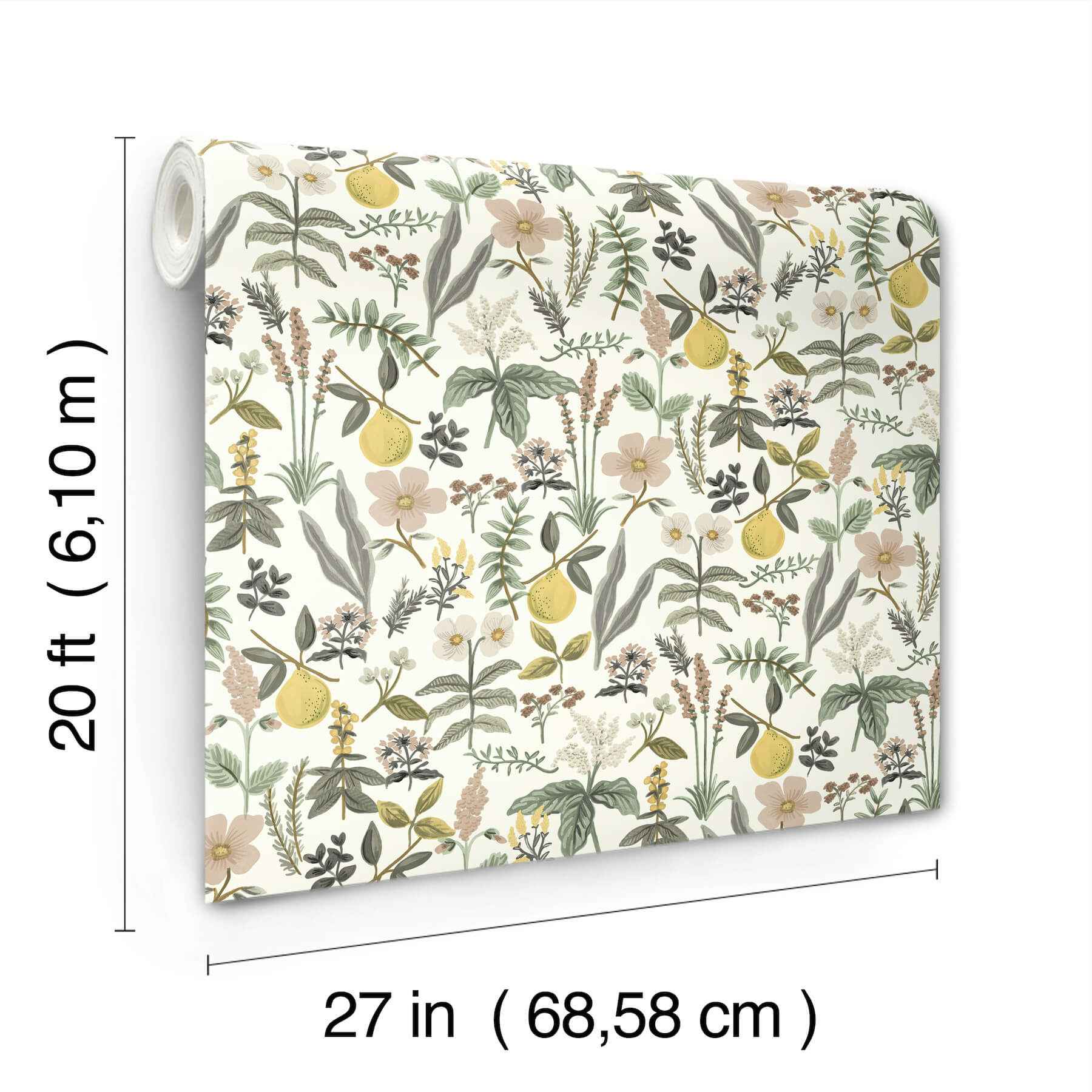 Herb Garden Cream Botanical Premium Peel + Stick Wallpaper - York Wallcoverings - PSW1678RL - York Wallcoverings Wallpaper