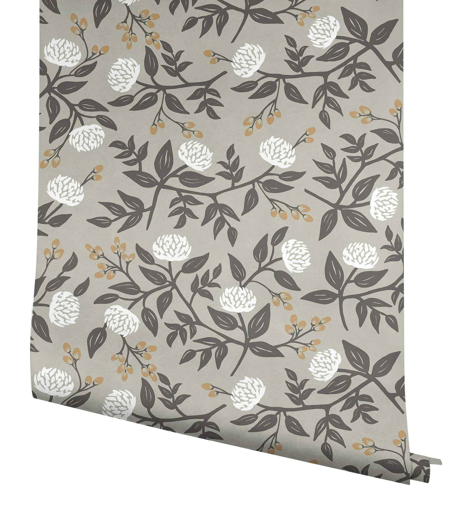 Peonies Grey Floral Premium Peel + Stick Wallpaper - York Wallcoverings - PSW1688RL