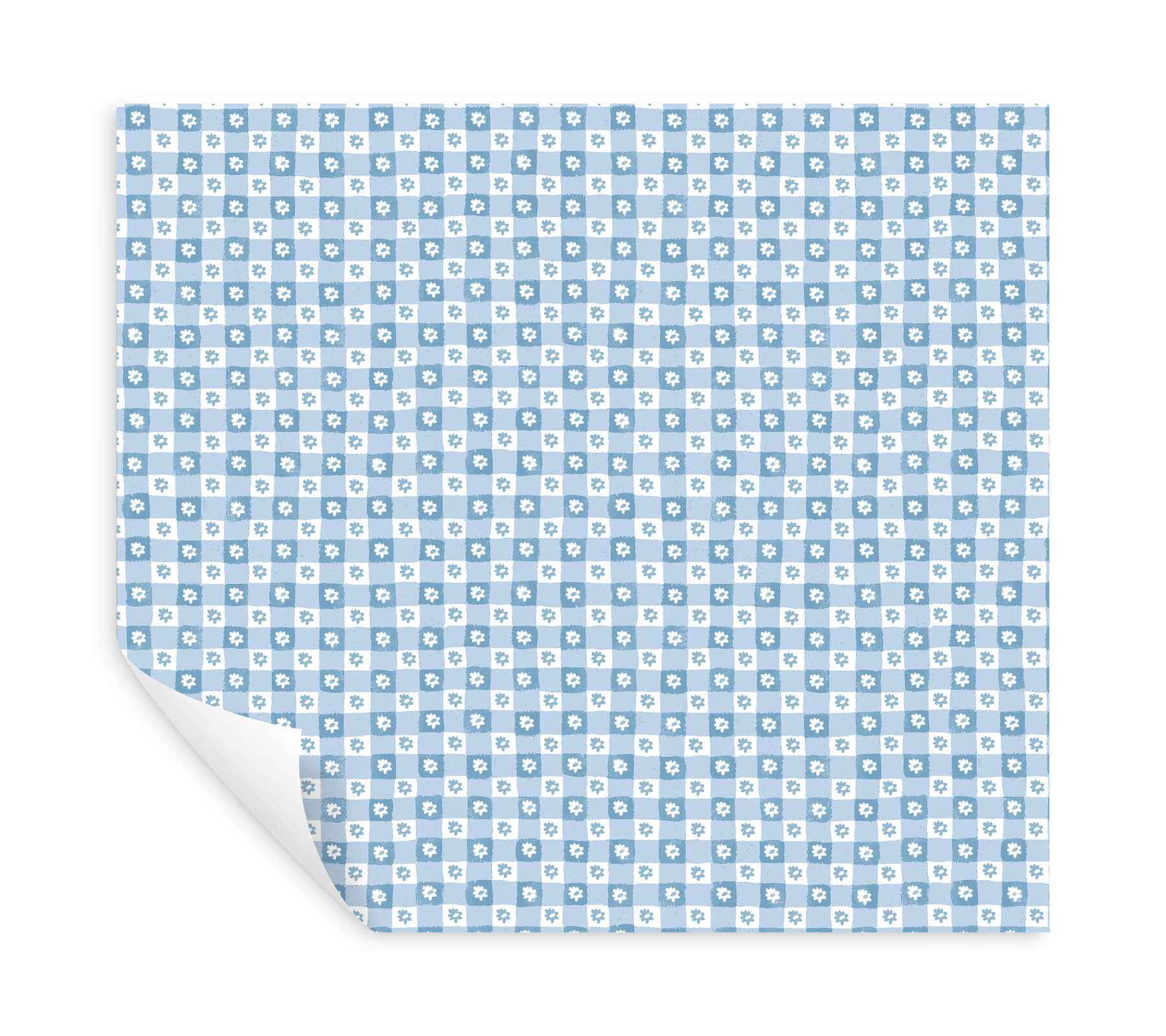 Daisy Gingham Blue Floral Check Premium Peel + Stick Wallpaper - York Wallcoverings - PSW1689RL - York Wallcoverings Wallpaper