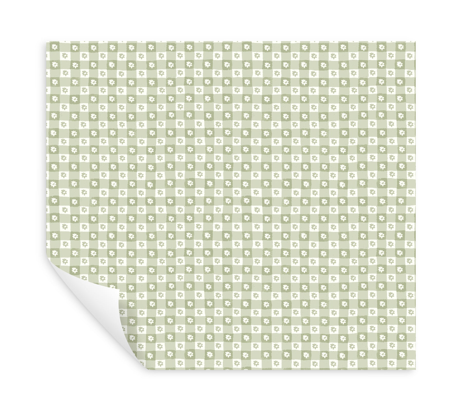 daisy-gingham-green-floral-check-premium-peel-stick-wallpaper-york-wallcoverings-psw1694rl