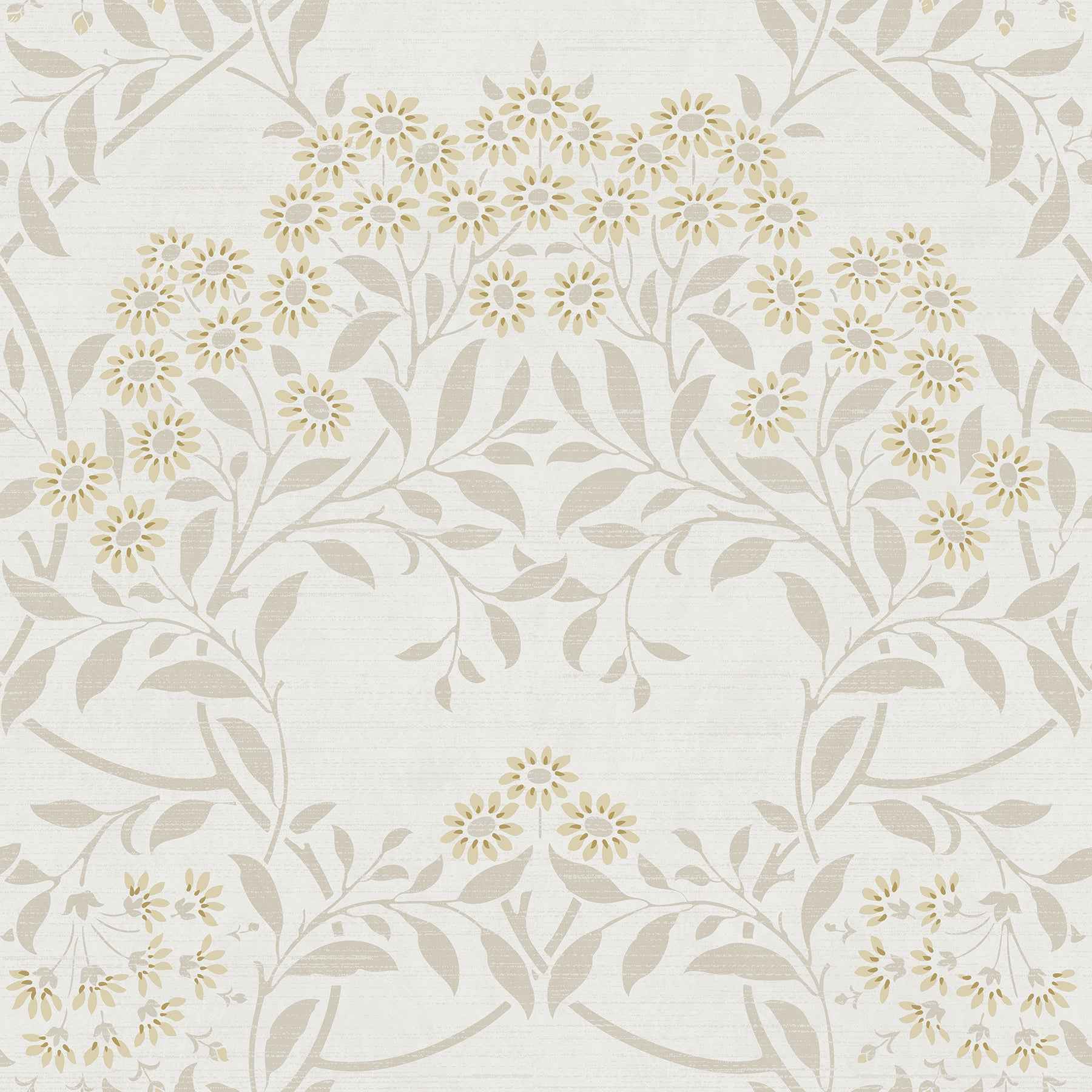 Penelope Light Yellow Floral Damask Wallpaper - York Wallcoverings - AH100184AH - York Wallcoverings Wallpaper