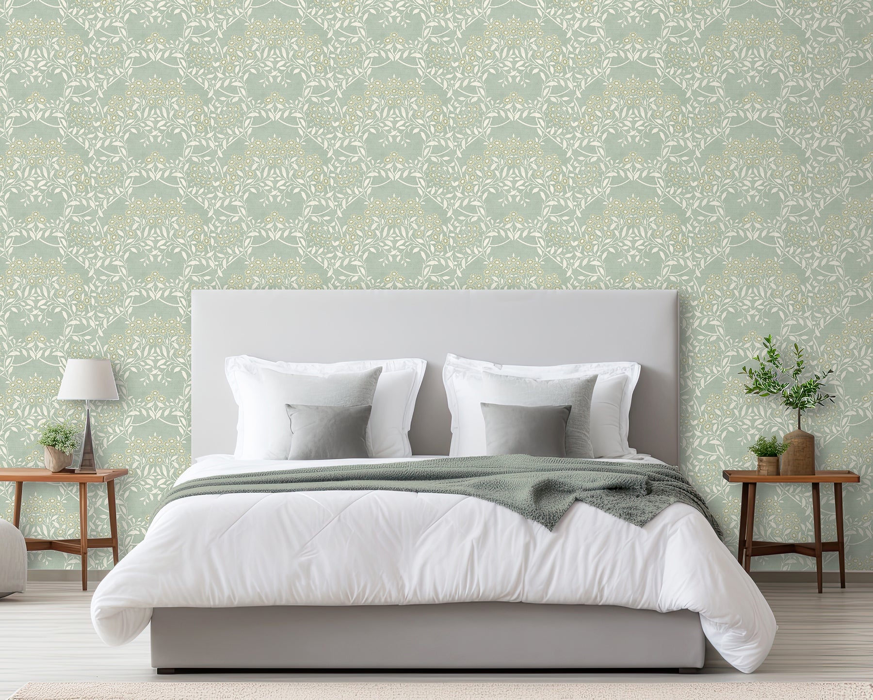 penelope-green-floral-damask-wallpaper-york-wallcoverings-ah100195ah - York Wallcoverings Wallpaper