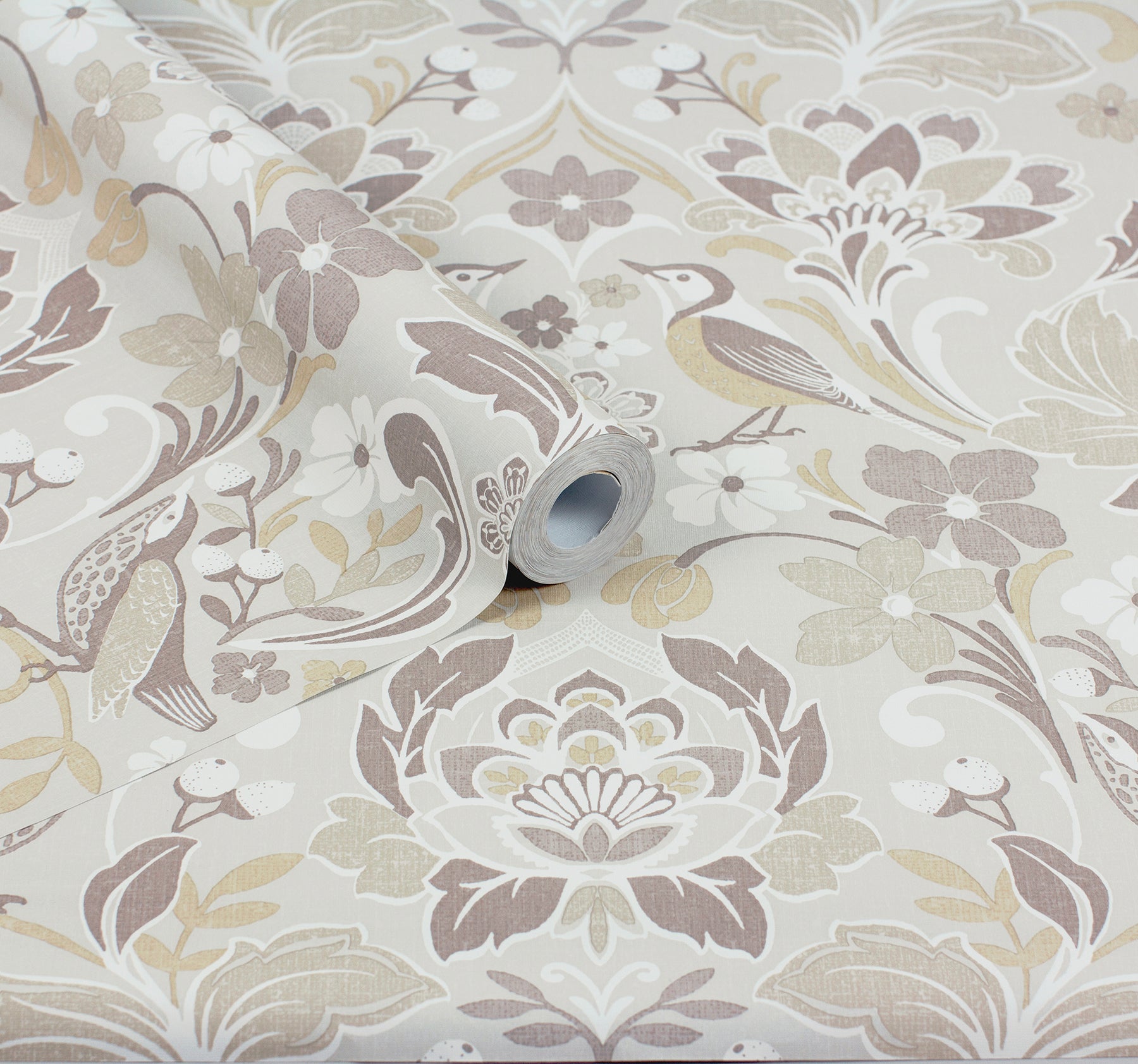 birdy-neutral-nuthatch-floral-wallpaper-york-wallcoverings-ah100196ah - York Wallcoverings Wallpaper
