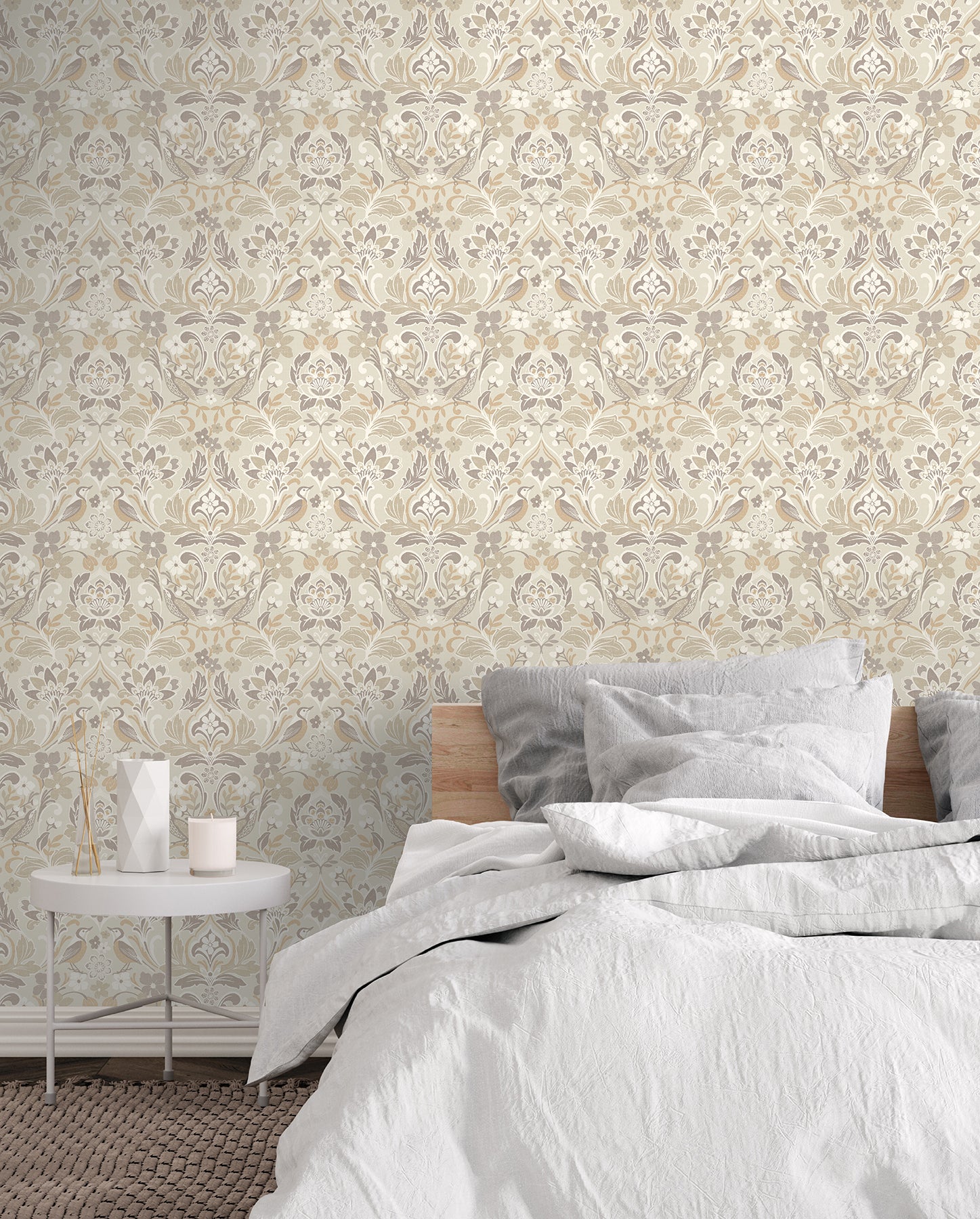 birdy-neutral-nuthatch-floral-wallpaper-york-wallcoverings-ah100196ah - York Wallcoverings Wallpaper