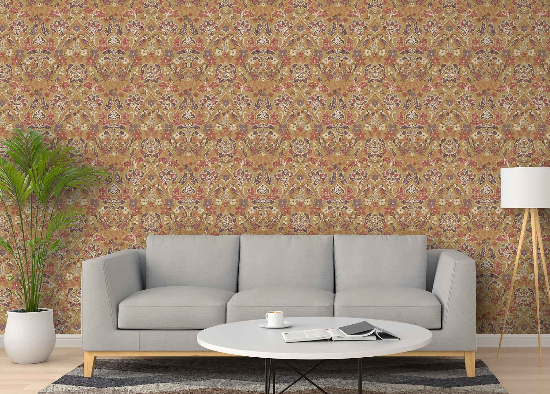 Birdy Yellow Nuthatch Floral Wallpaper - York Wallcoverings - AH100198AH - York Wallcoverings Wallpaper
