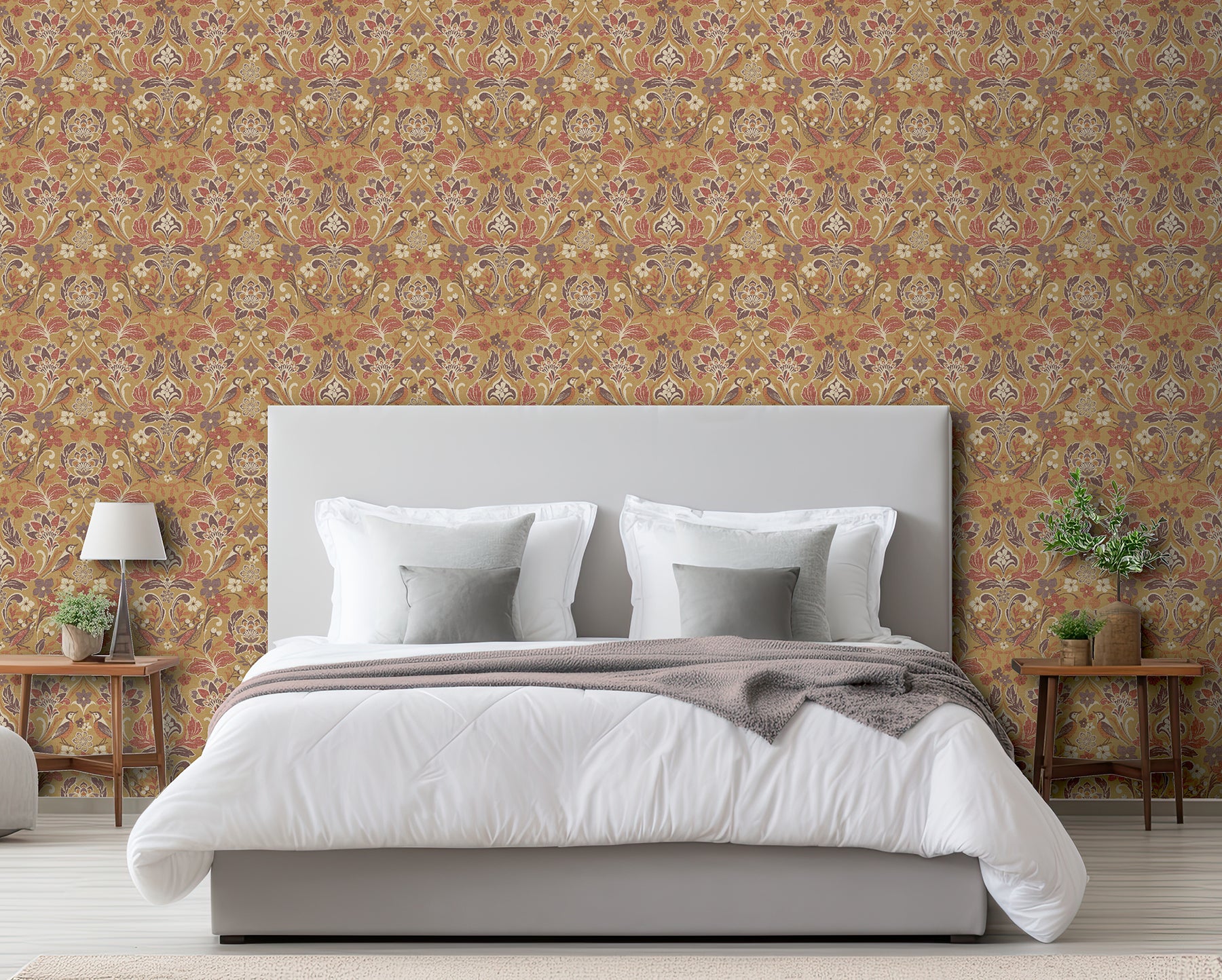 birdy-yellow-nuthatch-floral-wallpaper-york-wallcoverings-ah100198ah - York Wallcoverings Wallpaper