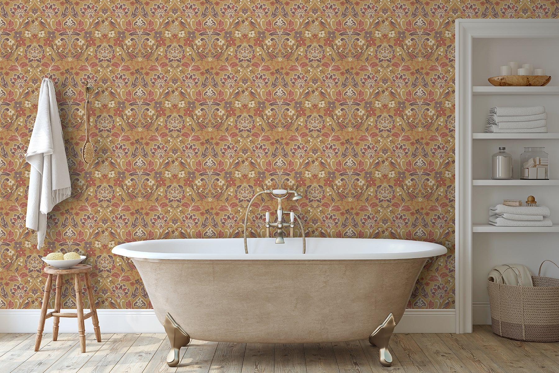 birdy-yellow-nuthatch-floral-wallpaper-york-wallcoverings-ah100198ah - York Wallcoverings Wallpaper