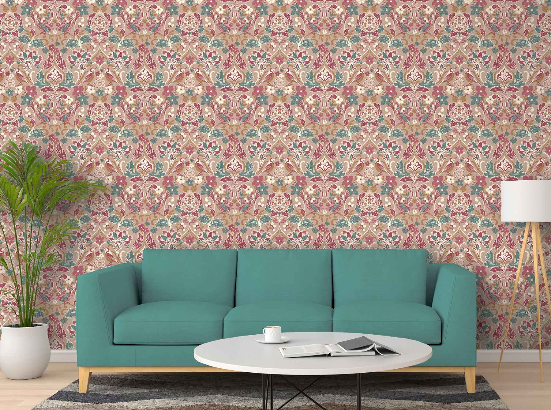 Birdy Pink Nuthatch Floral Wallpaper - York Wallcoverings - AH100199AH - York Wallcoverings Wallpaper