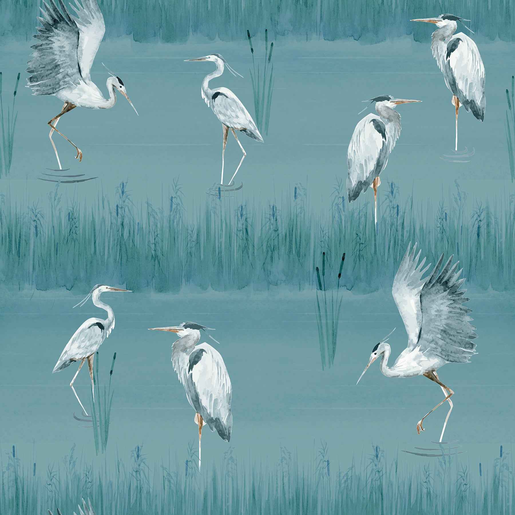 Gerald Blue Heron River Wallpaper - York Wallcoverings - AH100213AH - York Wallcoverings Wallpaper