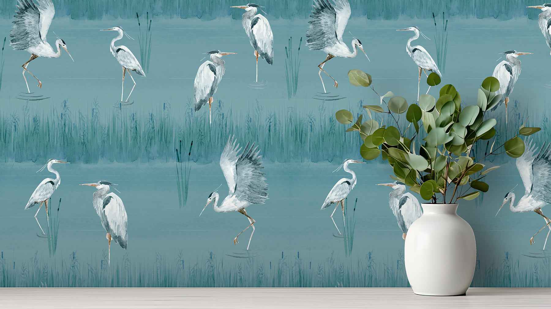 Gerald Blue Heron River Wallpaper - York Wallcoverings - AH100213AH - York Wallcoverings Wallpaper